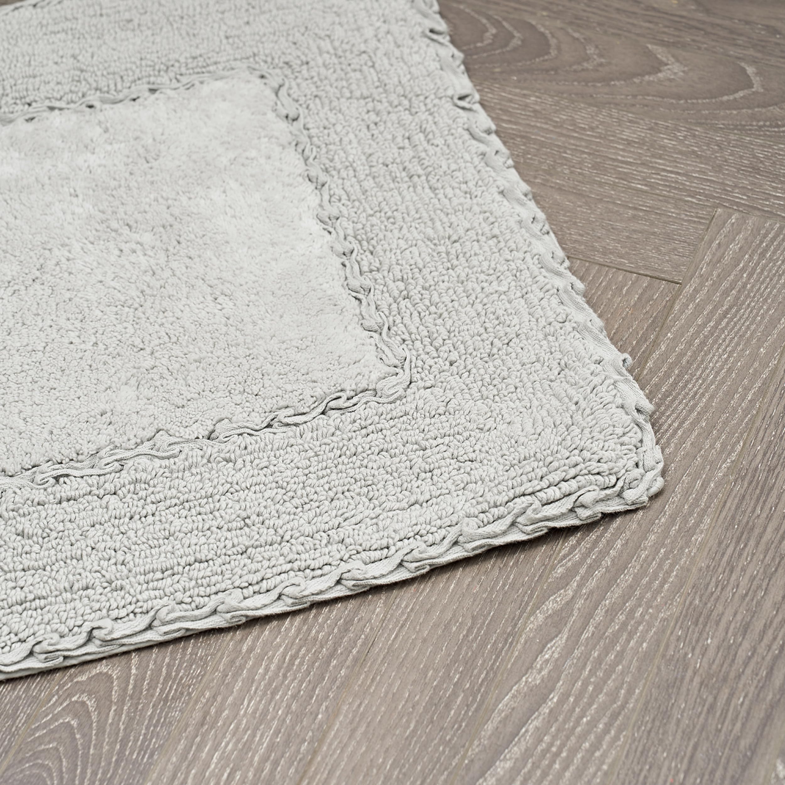 Laura Ashley Ruffle Cotton 17'' X 24'' Bath Rug, Light Gray