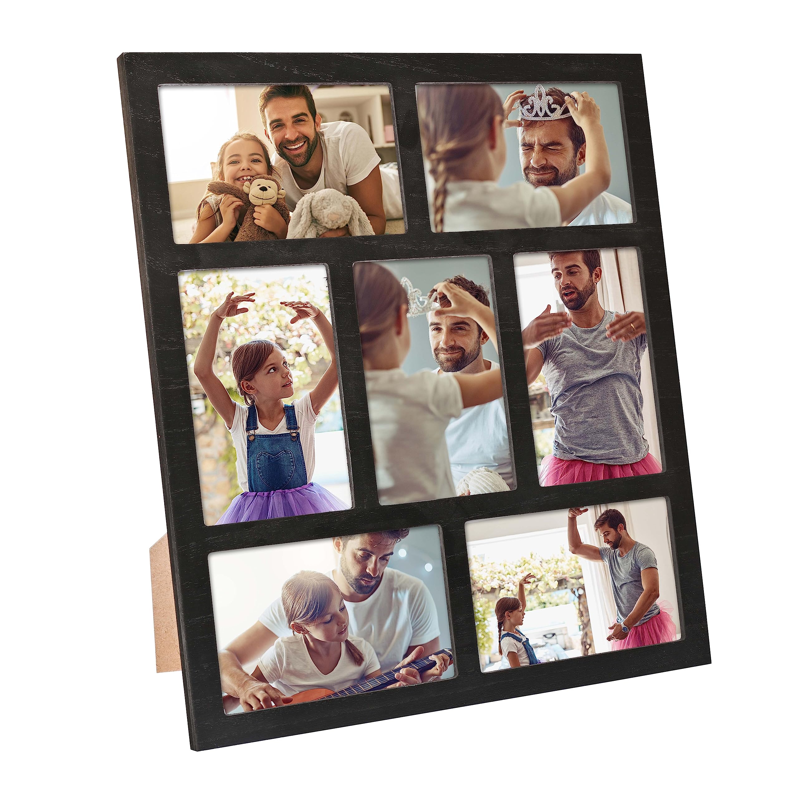 MONT PLEASANT Picture Frame Collage Wall Decor, 4x6 Photos Display - 7 Openings Photo Collage Picture Frame for Tabletop Stand a
