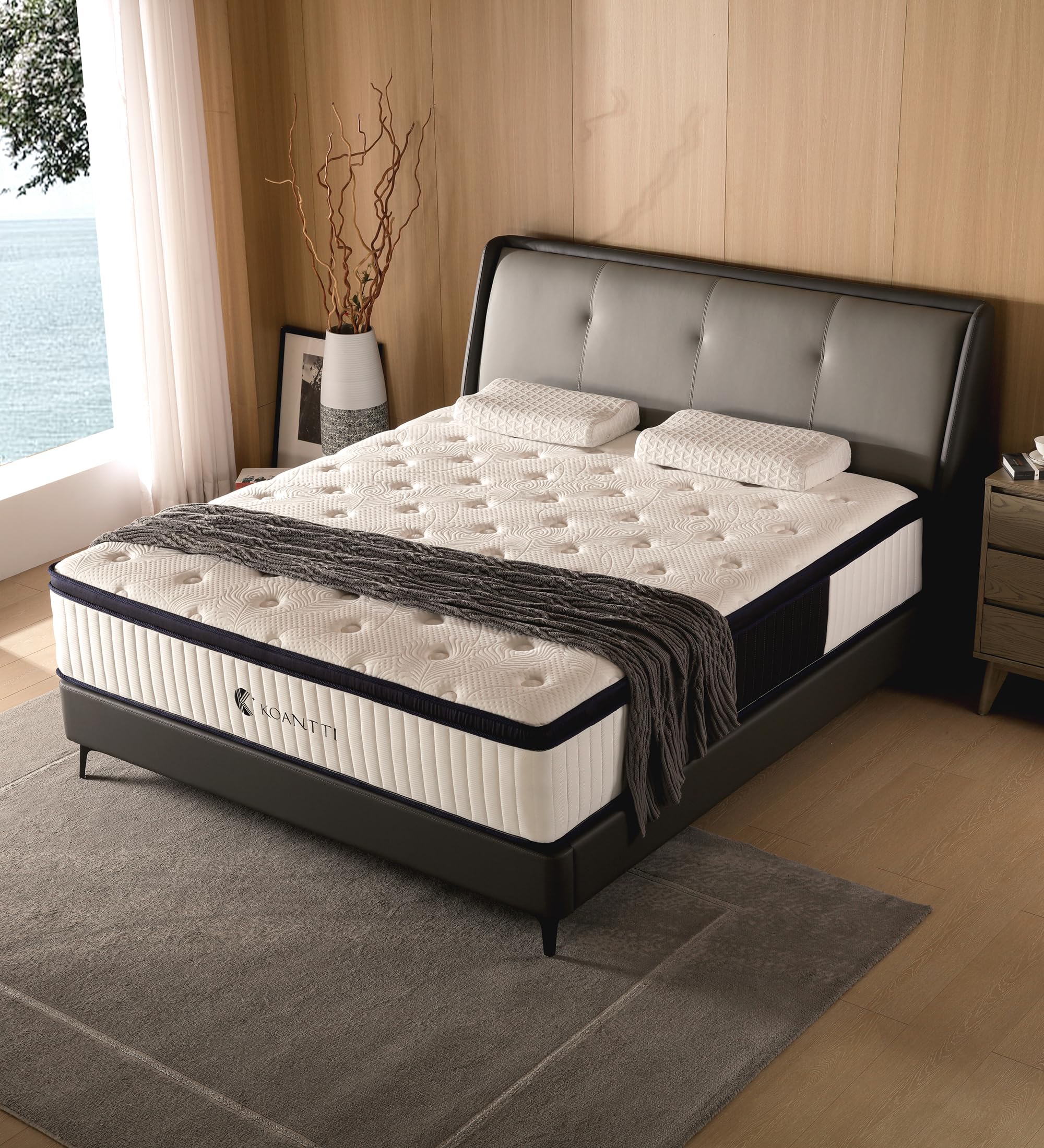 Koantti Queen Mattress,12 Inch Queen Size Mattresses Memory Foam Hybrid White Mattress In A Box,With Provide Support And Improve