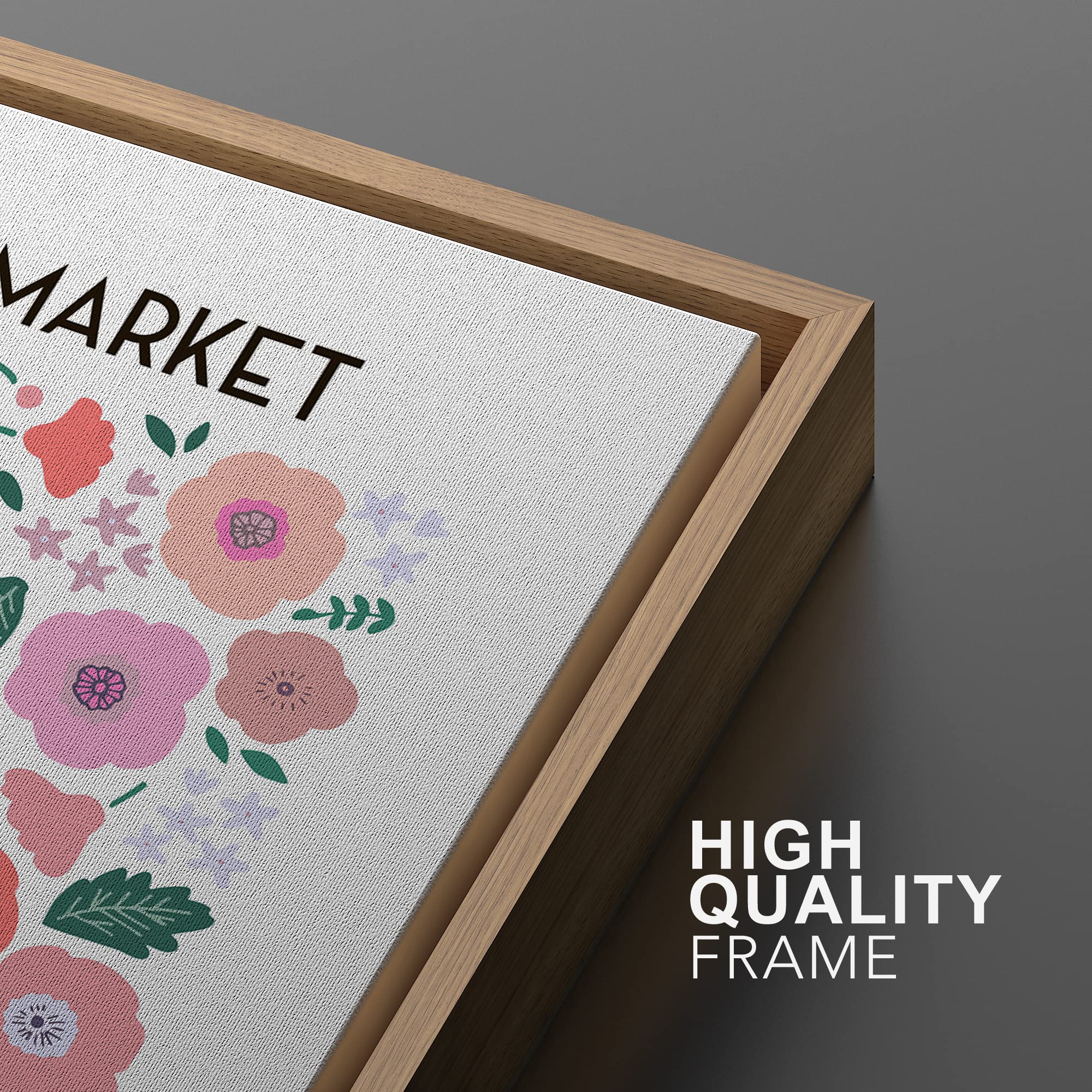 Mudecor Framed Canvas Print Wall Art Paris France Pink, Red & Green Flower Market Floral Nature Illustrations Modern Art Chic Co