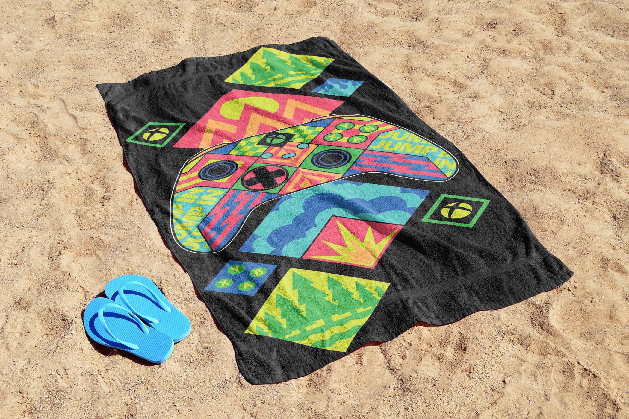 Jay Franco Xbox Kids Bath Pool Beach Towel - Super Soft & Absorbent Video Game Controller 100% Cotton Towel  Measures 28 x 58