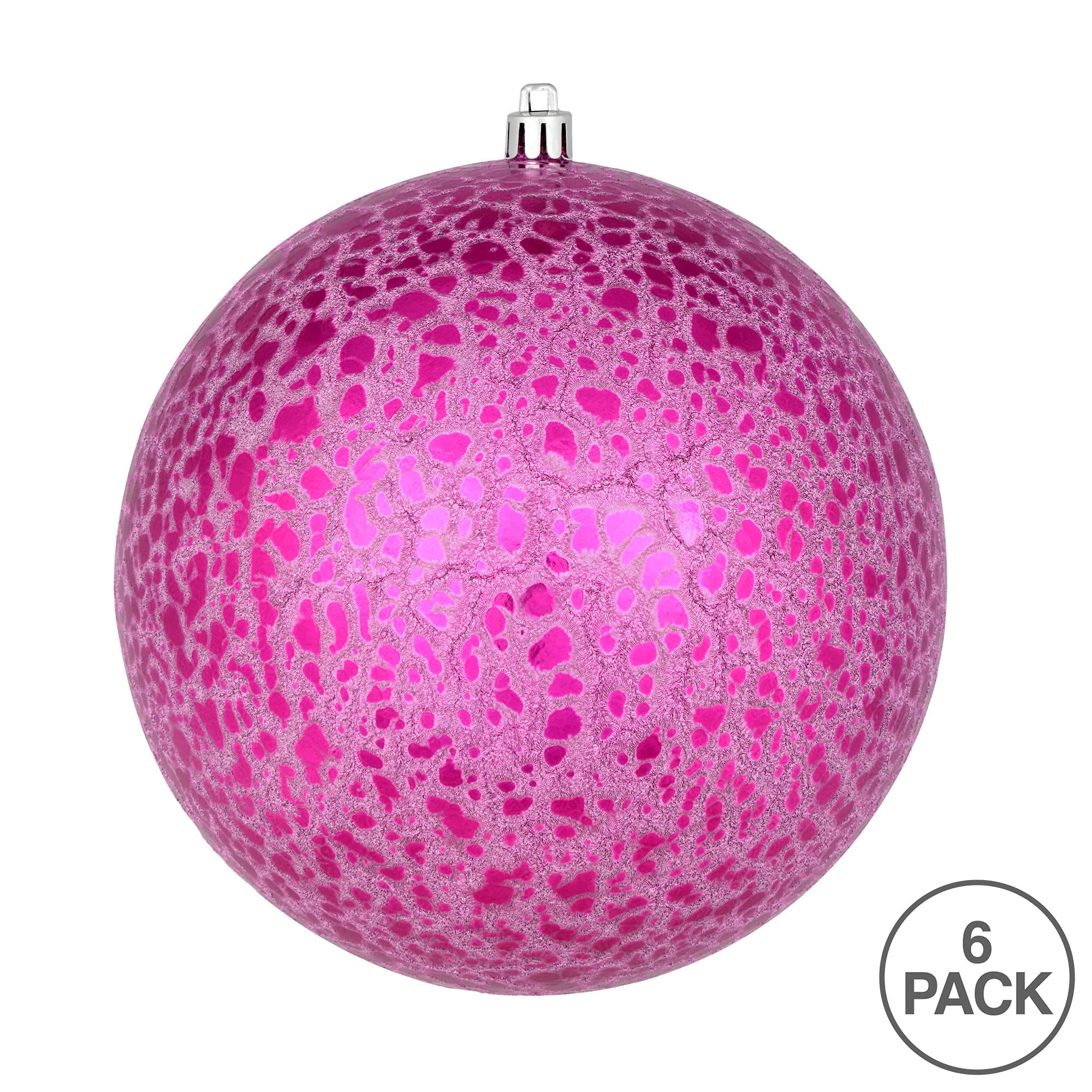 Vickerman 4 Fuchsia Crackle Ball Ornament, 6 per Bag