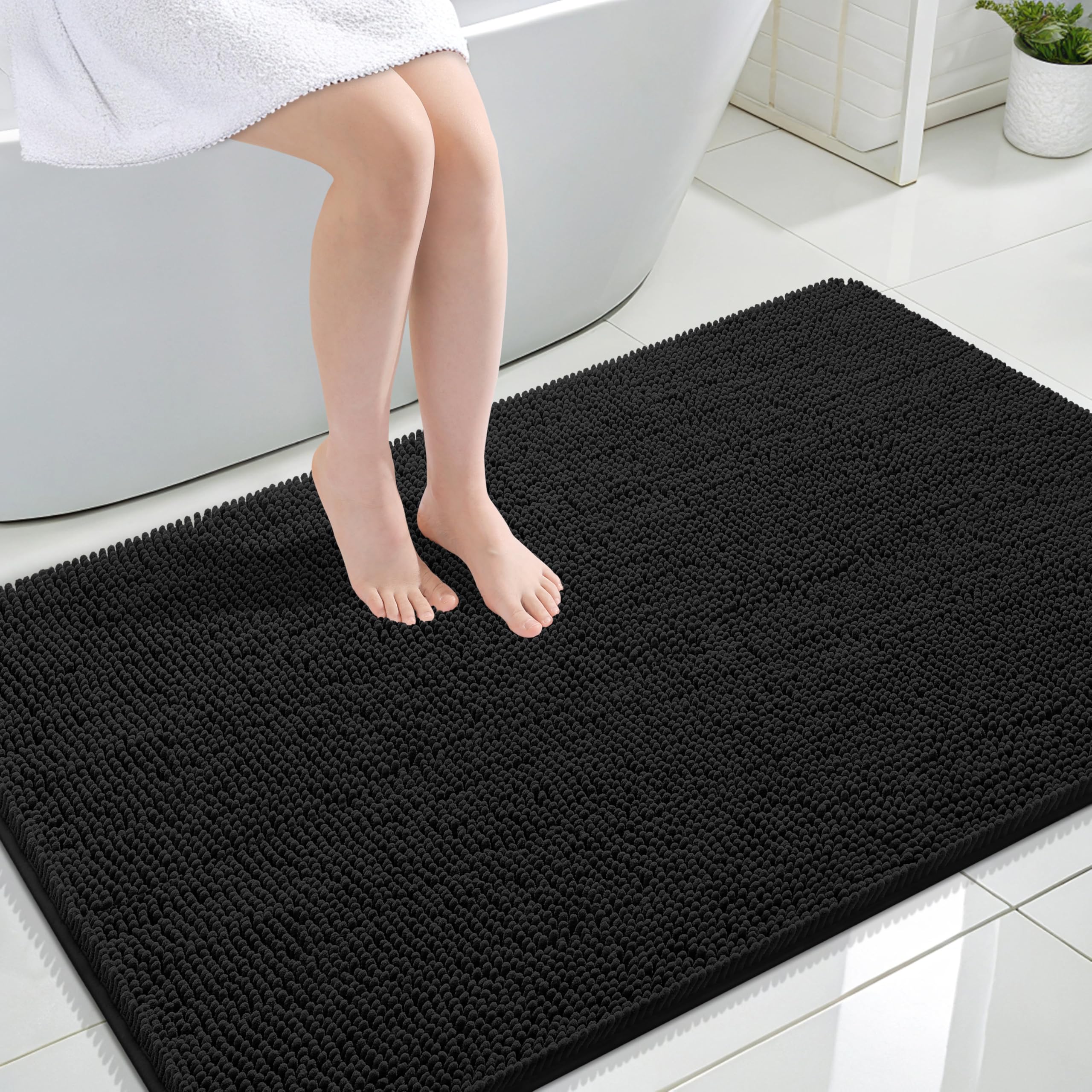 Olanly Bathroom Rugs 47X32, Extra Soft Absorbent Chenille Bath Rugs, Rubber Backing Quick Dry, Machine Washable Bath Mats For Ba