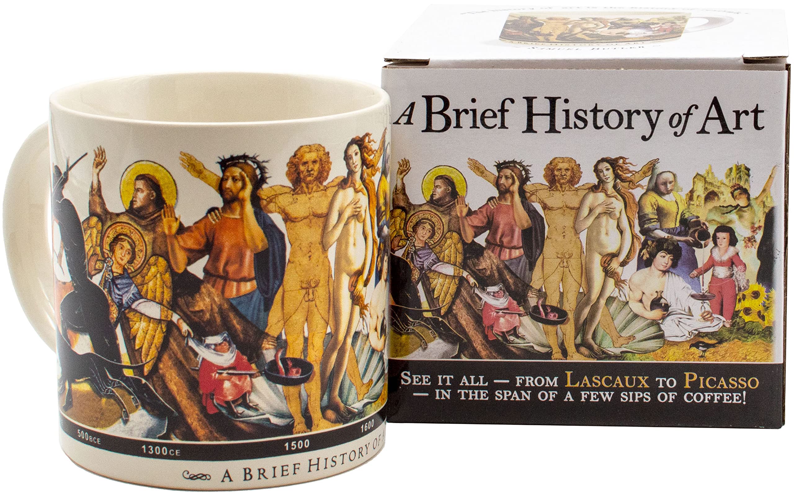 Brief History Of Art Coffee Mug - History'S Greatest Masterpieces From Da Vinci To Koons - Comes In A Fun Gift Box