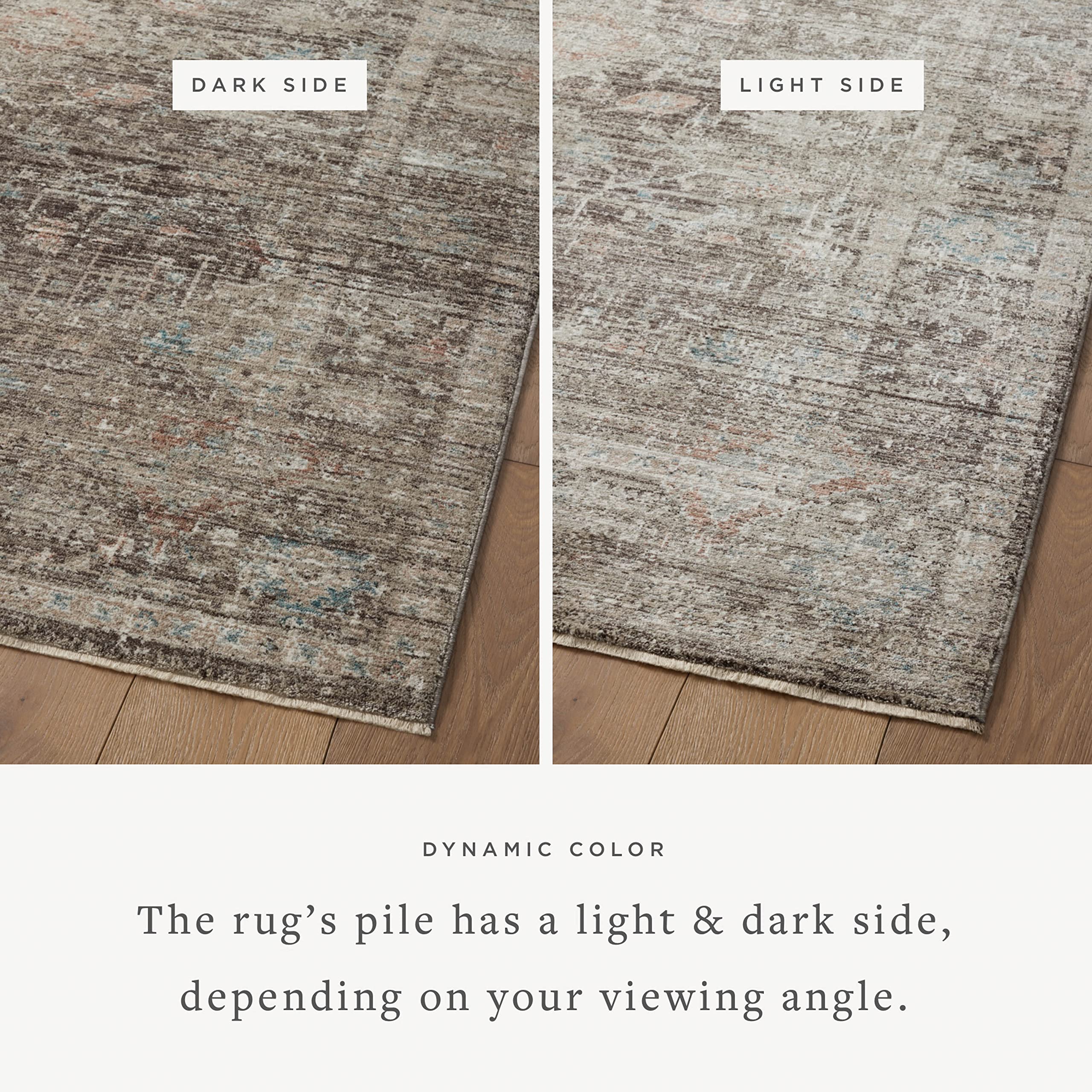 Loloi Magnolia Home by Joanna Gaines Millie Collection MIE-03 Charcoal/Dove 5-3 x 7-6, .25 Pile Height, Area Rug