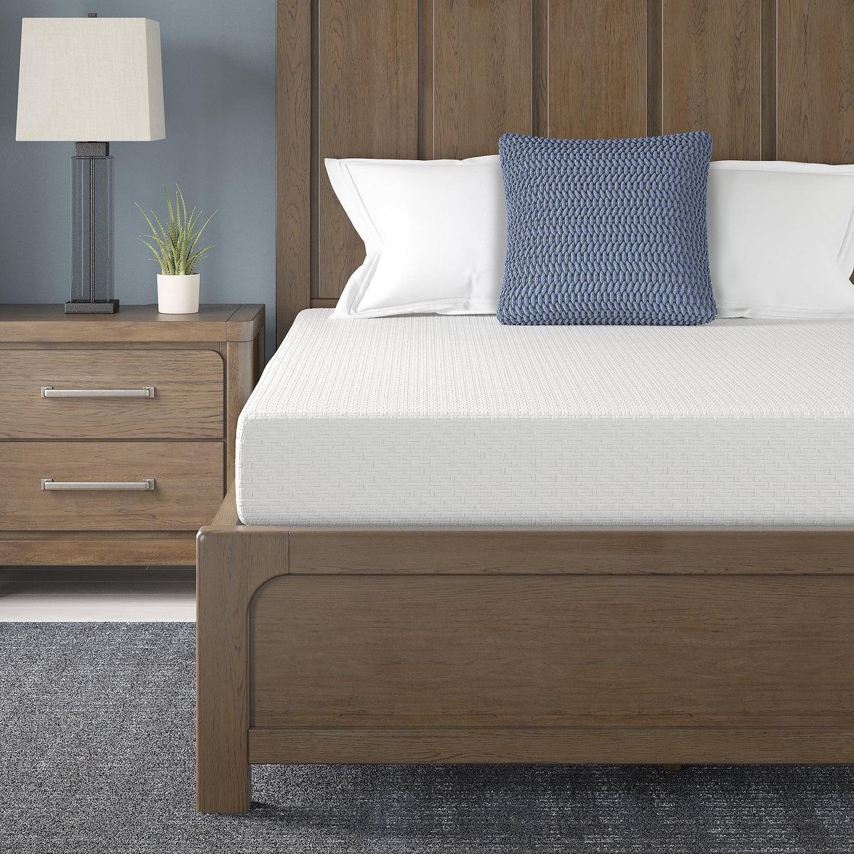 Signature Design By Ashley Queen Size Chime 8 Inch Medium Firm Memory Foam Mattress With Green Tea & Charcoal Extract