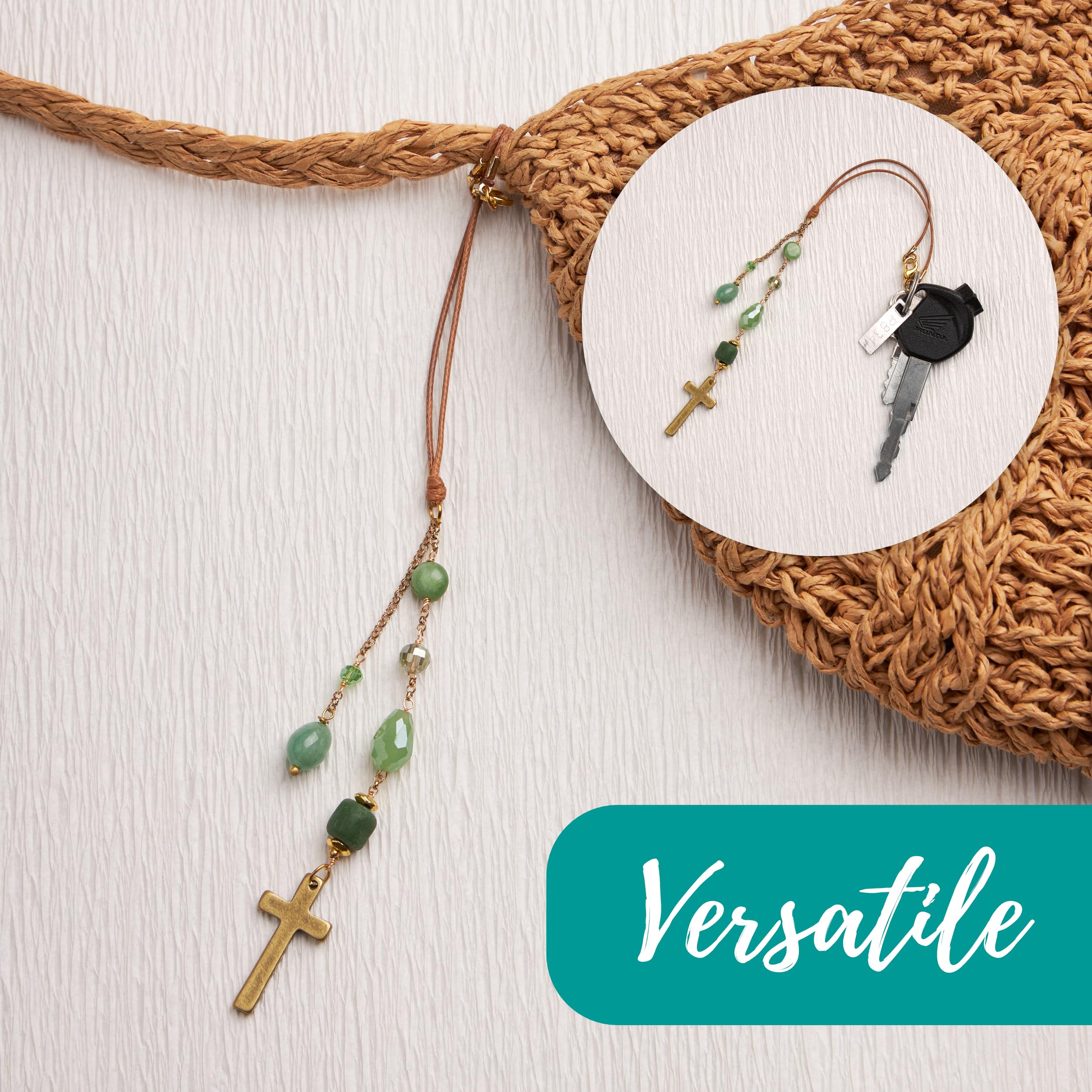 Akitai Rear View Mirror Tassel - Sun Catcher Rearview Mirror Charm and Green Tassel for Cars, Transforms Sunlight and Diffuses C