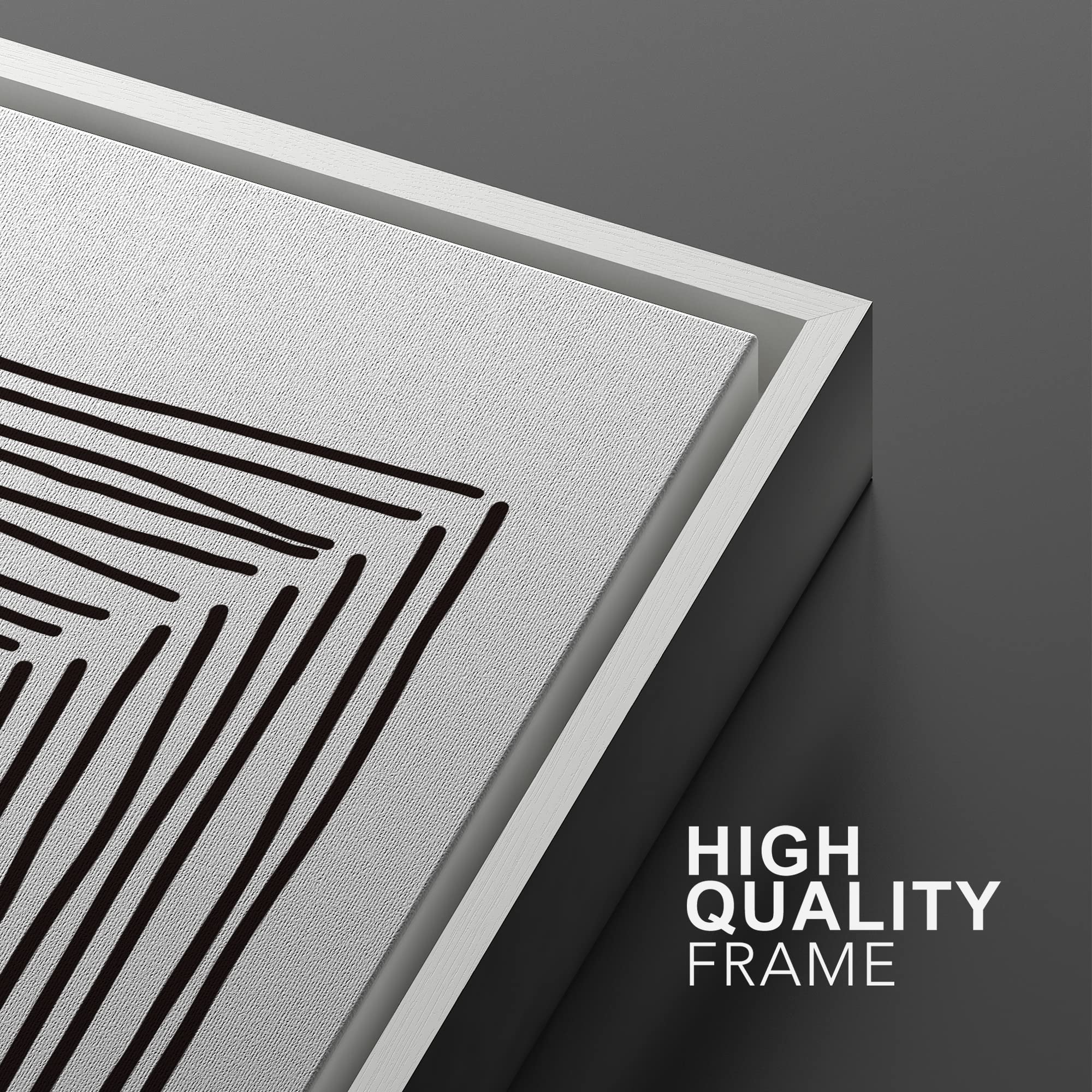 Signwin Framed Canvas Print Wall Art Set Black White Geometric Line Collage Abstract Shapes Illustrations Modern Art Decorative