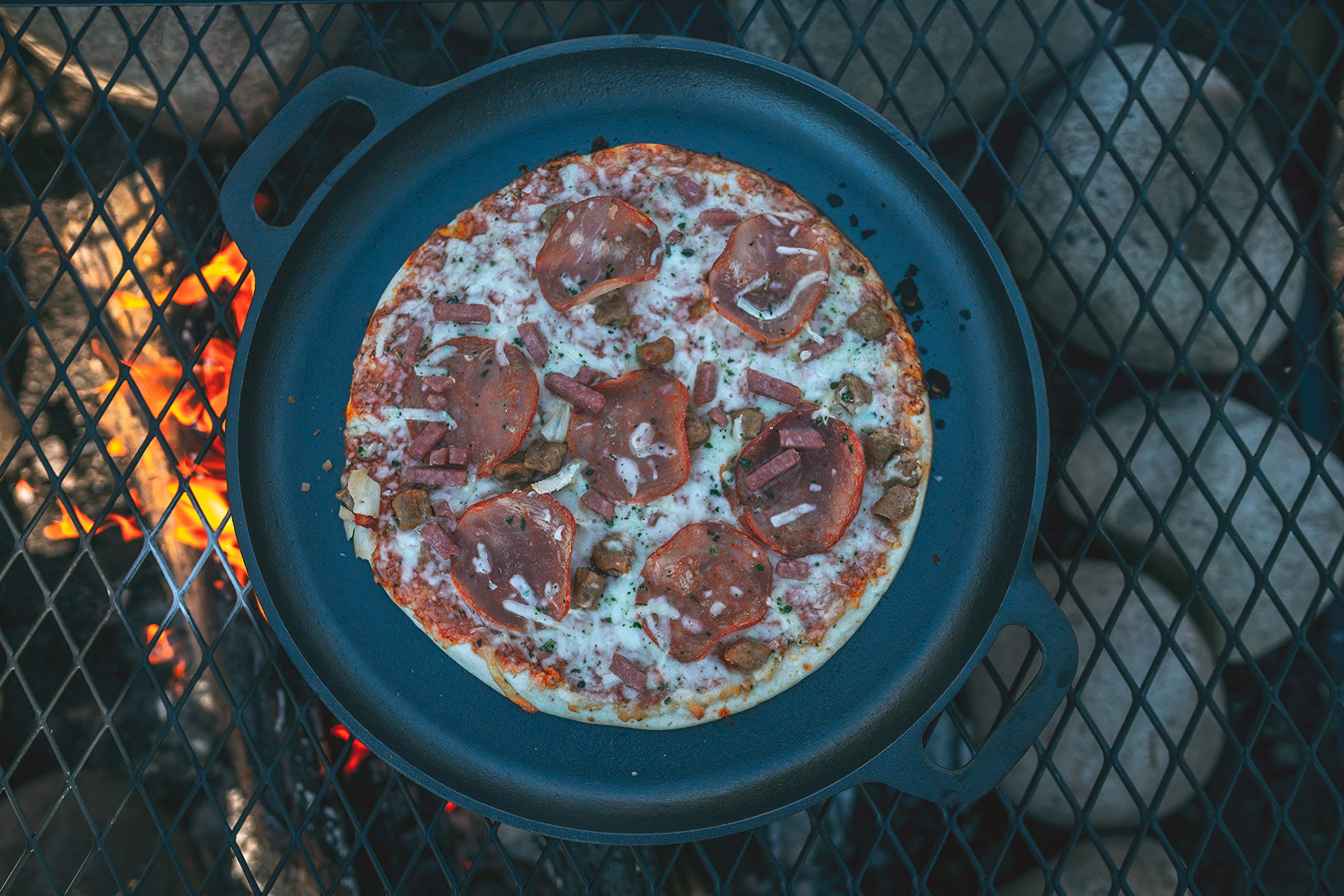Stansport Pre-Seasoned Cast Iron Pizza Pan, 16.5" x 13.75", Gray, Model 16006
