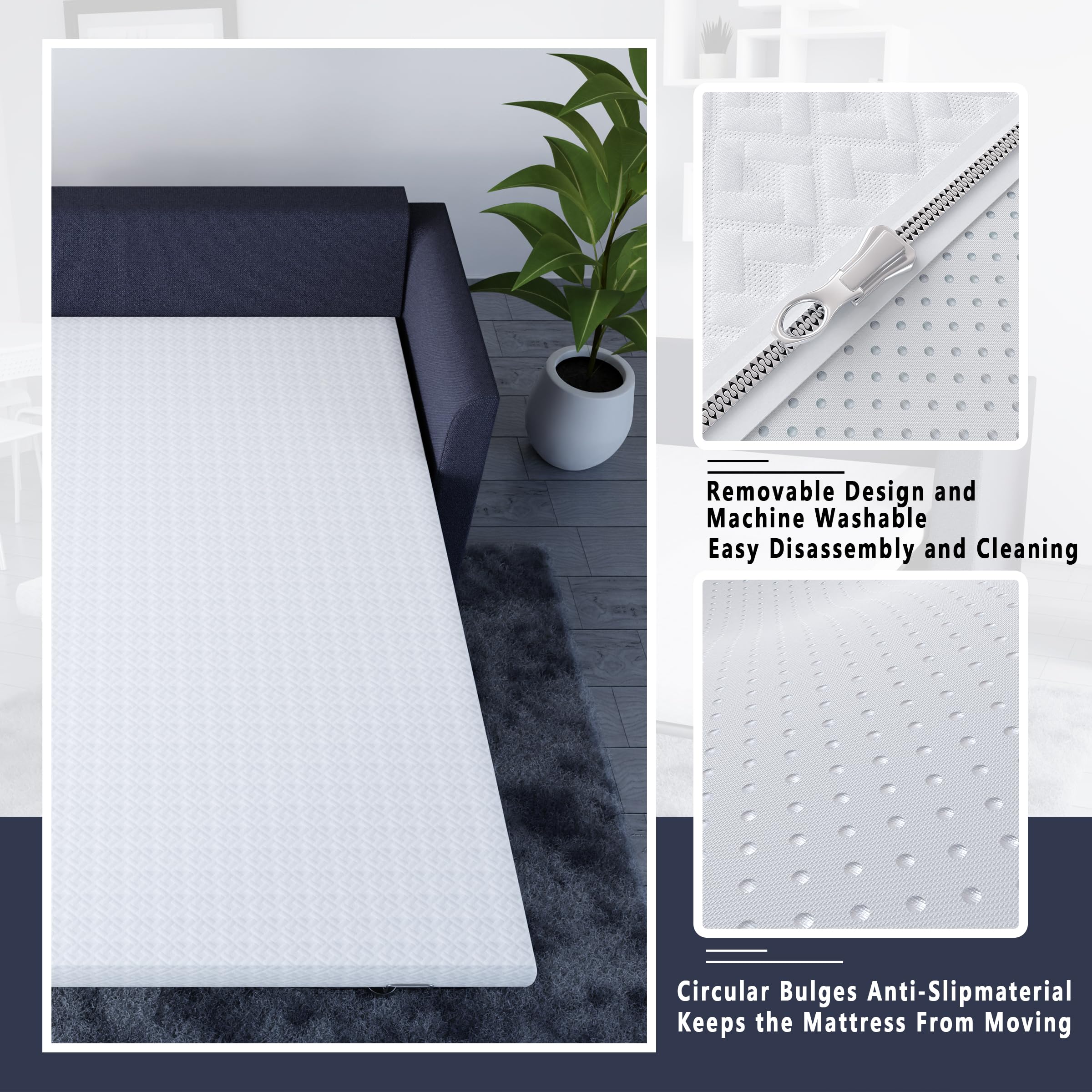 Wilzealan 4 Inch Memory Foam Replacement Mattress For Sleeper Sofa And Couch Beds,Twin Size,Certipur-Us Certified,Washable Cover