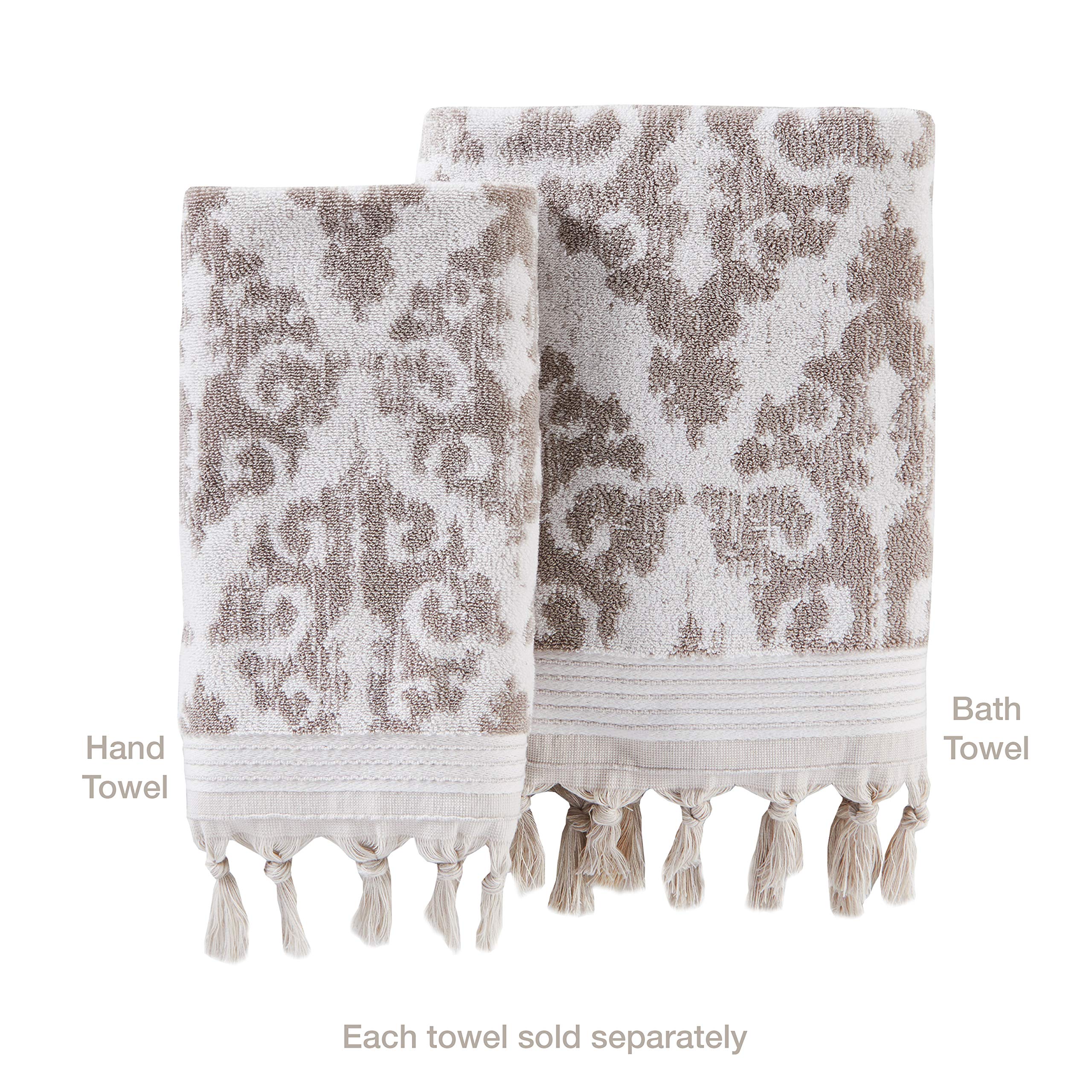 SKL Home Mirage Fringe 100% Turkish Cotton Bath Towel  Taupe