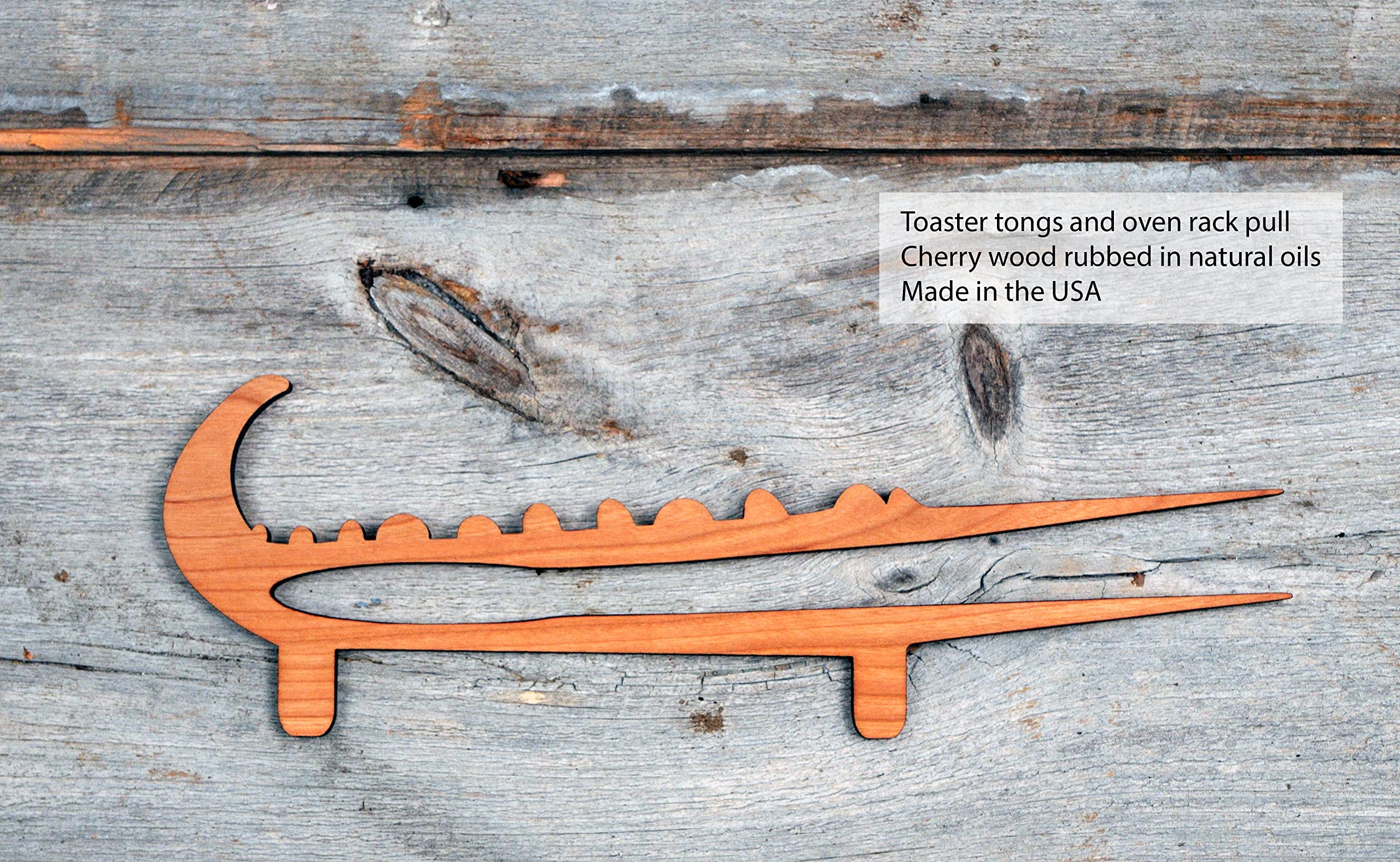 Jonathan Alden Crocodile Toaster Tongs - Cherry Wood, 5x5, Cherry Red, Model 8541967653