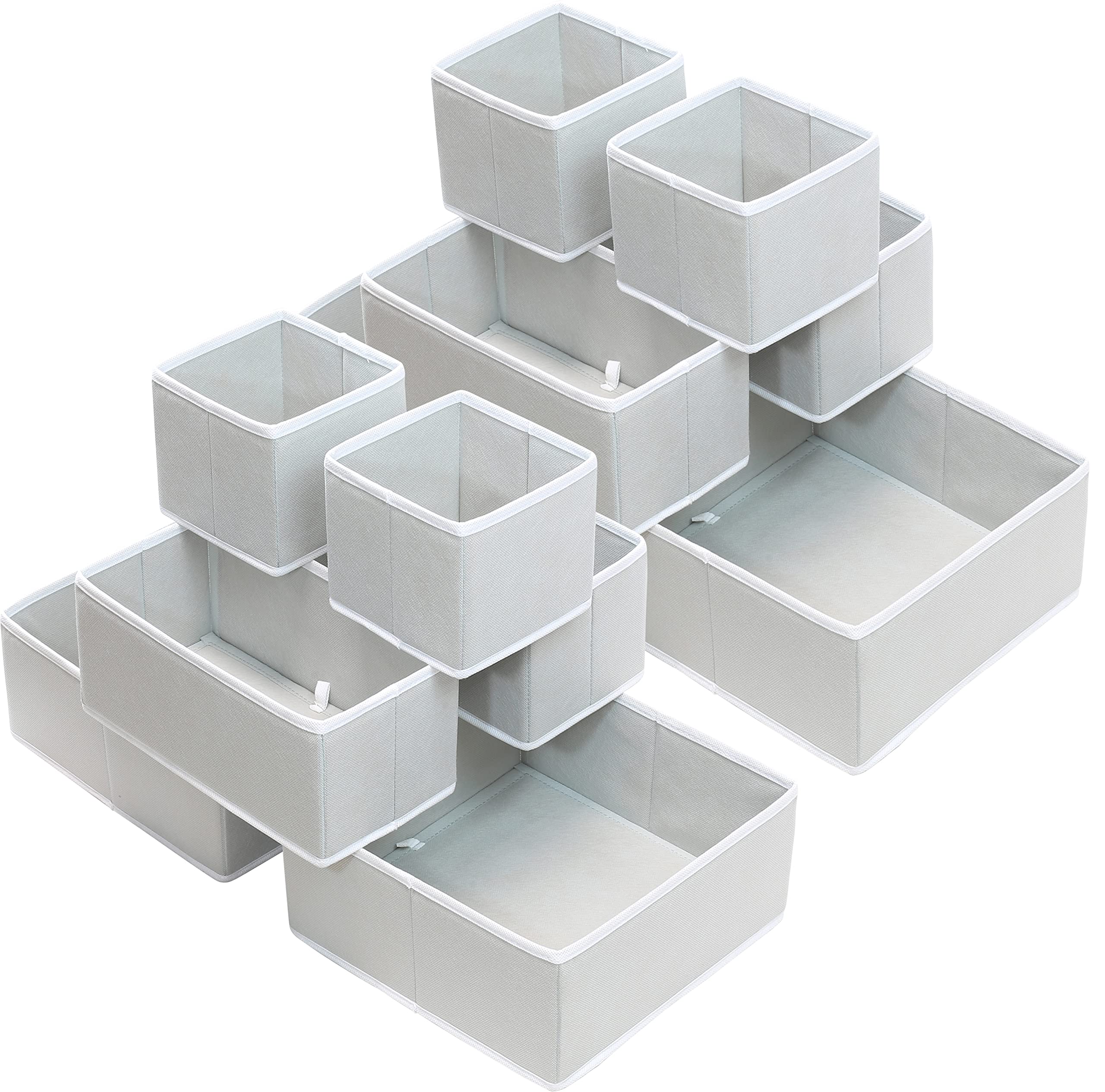 Simple Houseware Foldable Cloth Storage Box Closet Dresser Drawer Divider Organizer Basket Bins for Underwear Bras, Grey (Set of