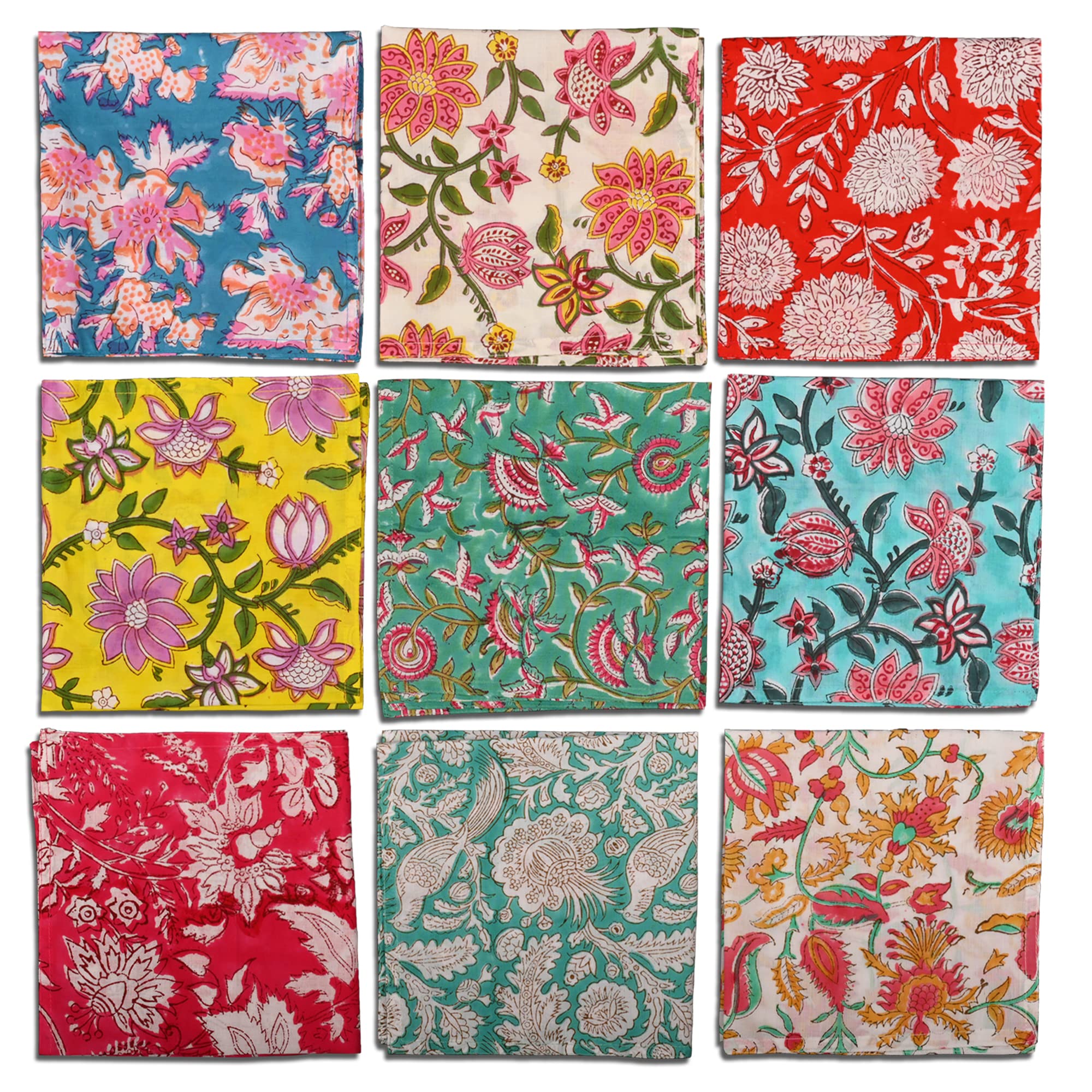 Diyanaimpex 10 Pc Cotton Cloth Napkins Hand Block Print Hand Made Size 16X16 Inch Printed Home Decor Indian Eco Friendly Mix Lot