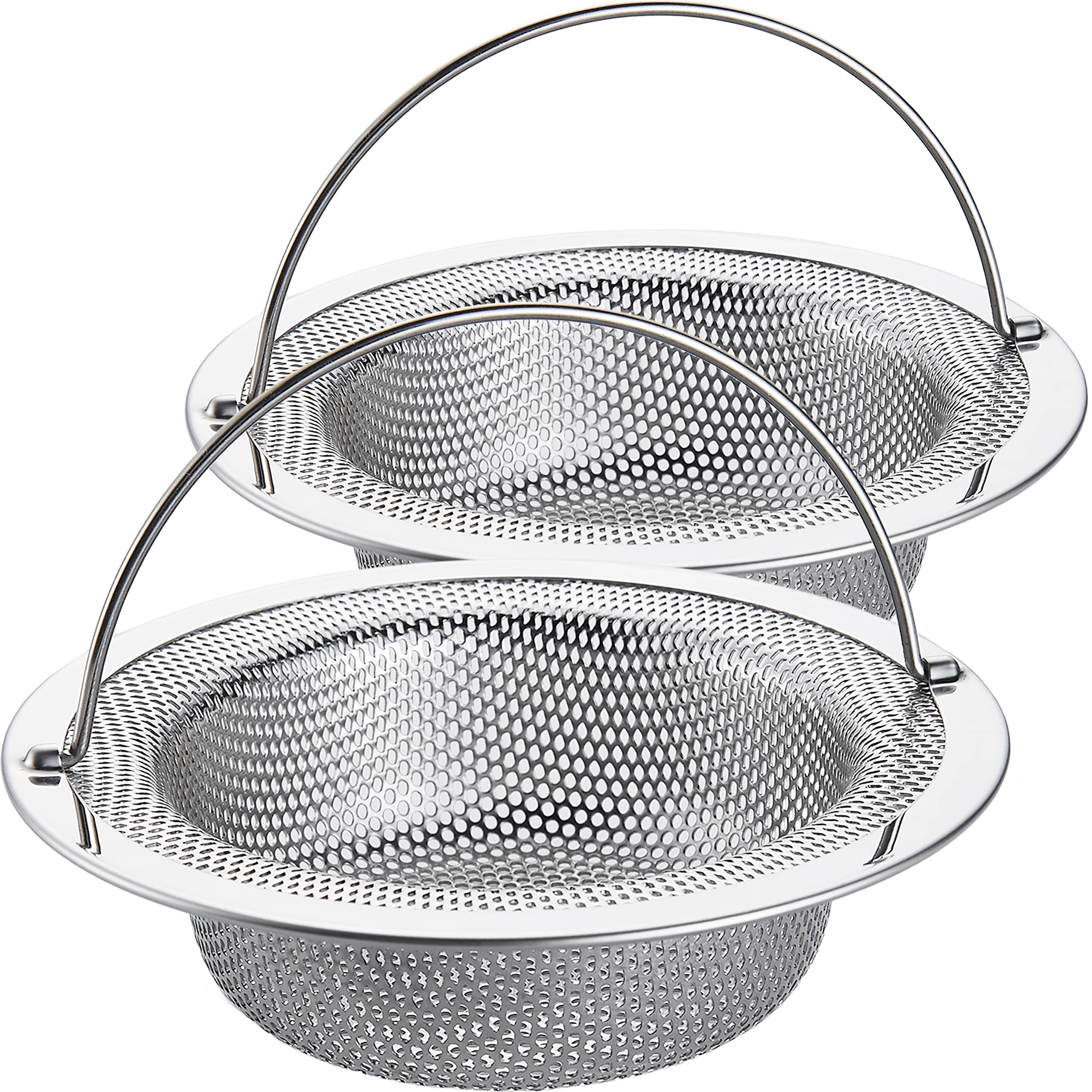 Lasshswa Kitchen Sink Strainer Stainless Steel, Kitchen Sink Drain Strainer With Handle, Sink Strainers With Large Wide Rim 4.5'