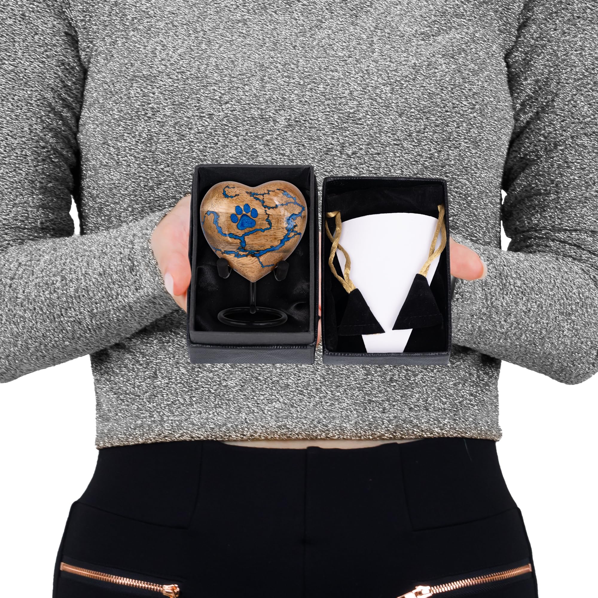STONLIF Wooden Heart Shaped Pet Cremation Urns for Dog/Cat Ashes 3 Cu/in - Urn for Ashes for Dog, Urns for Cats - Pet Memorial R