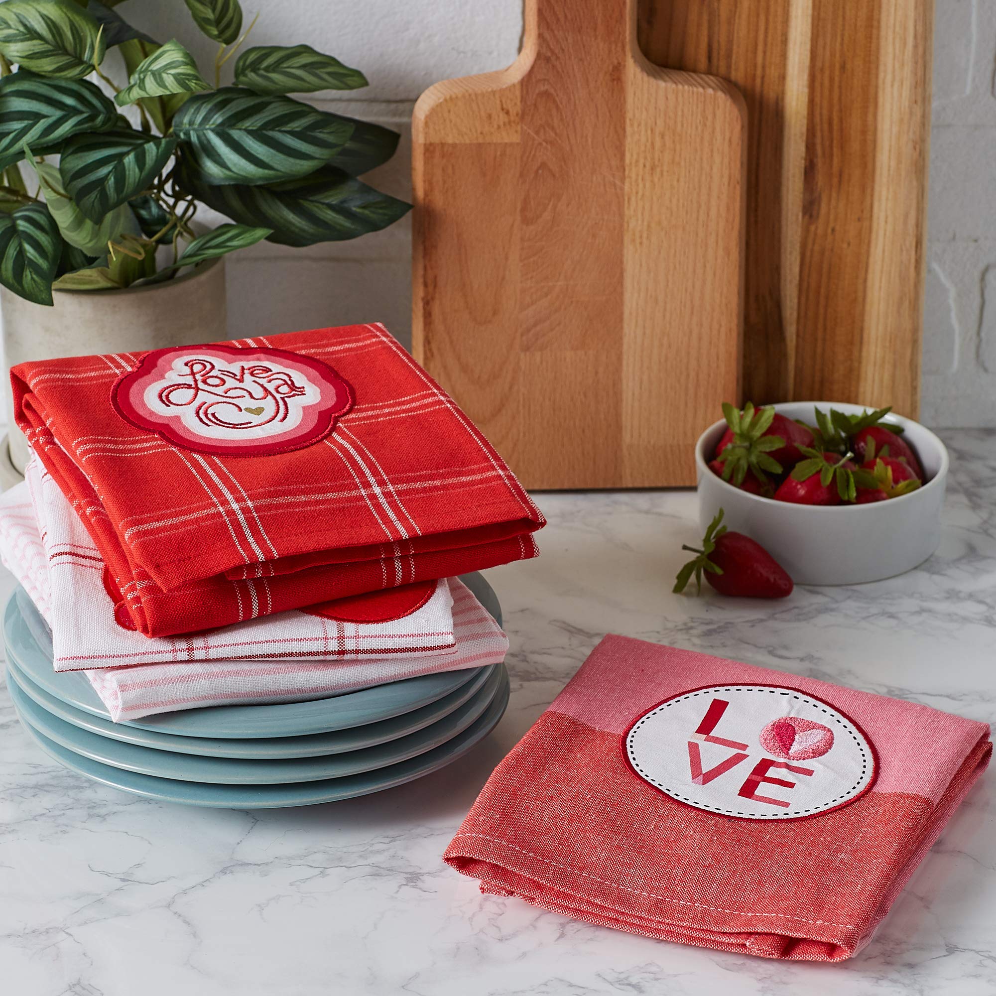 DII Asst Love Embellished Dishtowel (Set of 4)