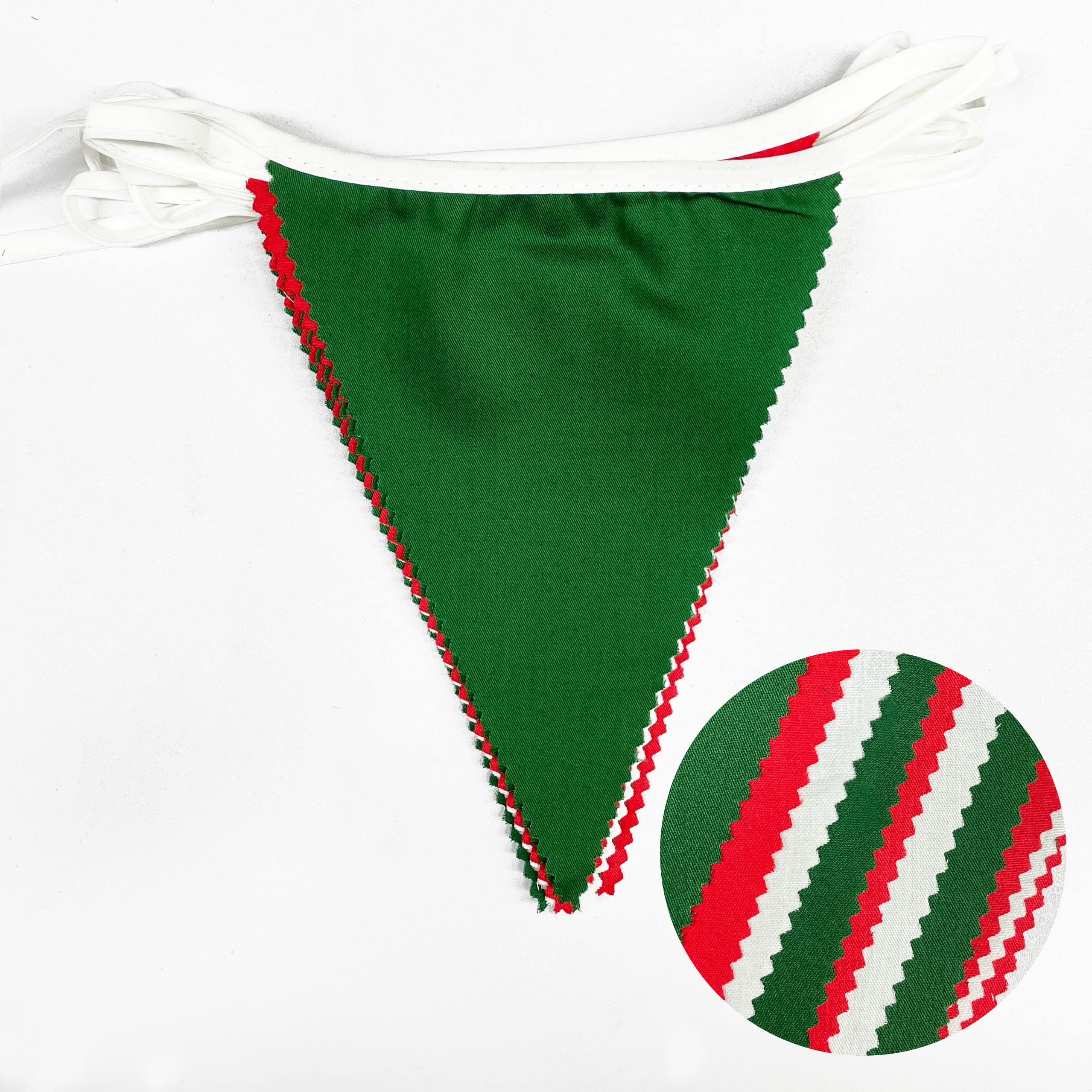 32Ft Red Green White Banner Party Decorations Christmas Triangle Flag Fabric Pennant Bunting Garland Streamers For Christmas Day