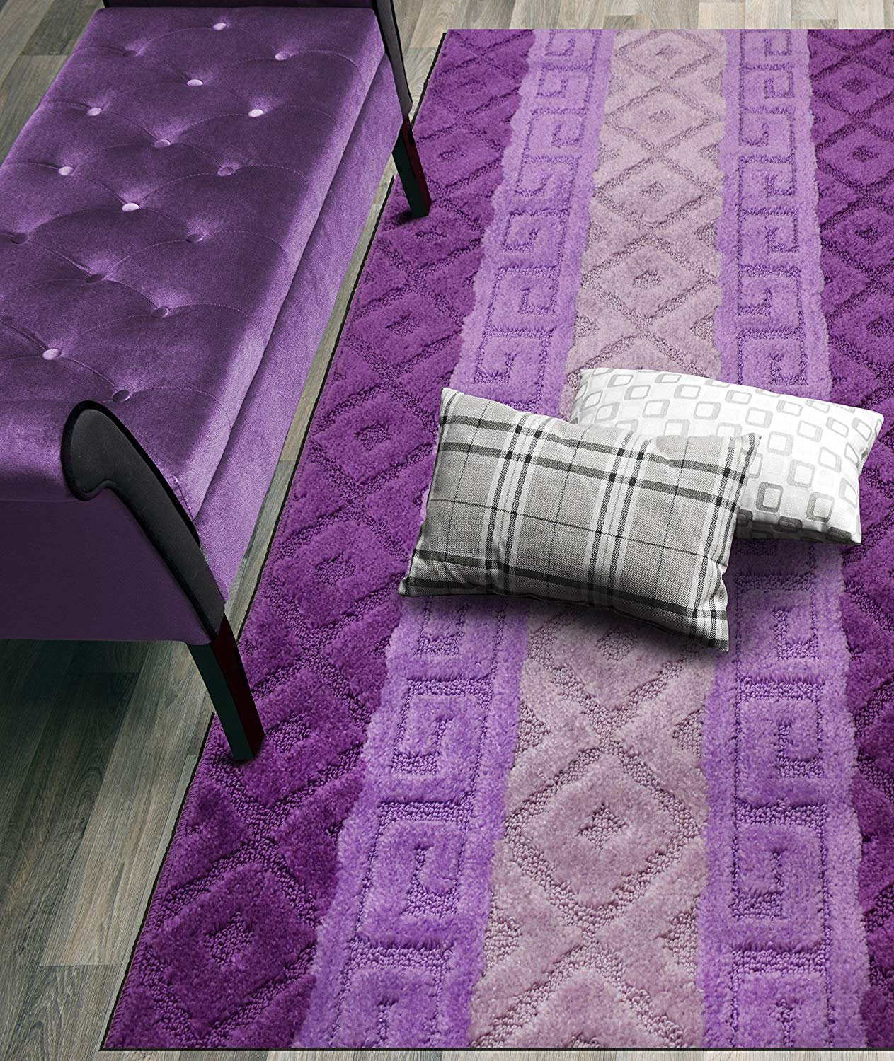 ORFA HOME Custom Size Hallway Runner Rug, Slip Resistant, 26 Inch Wide X Your Choice of Length, Meander Lilac, 26 Inch X 10 feet