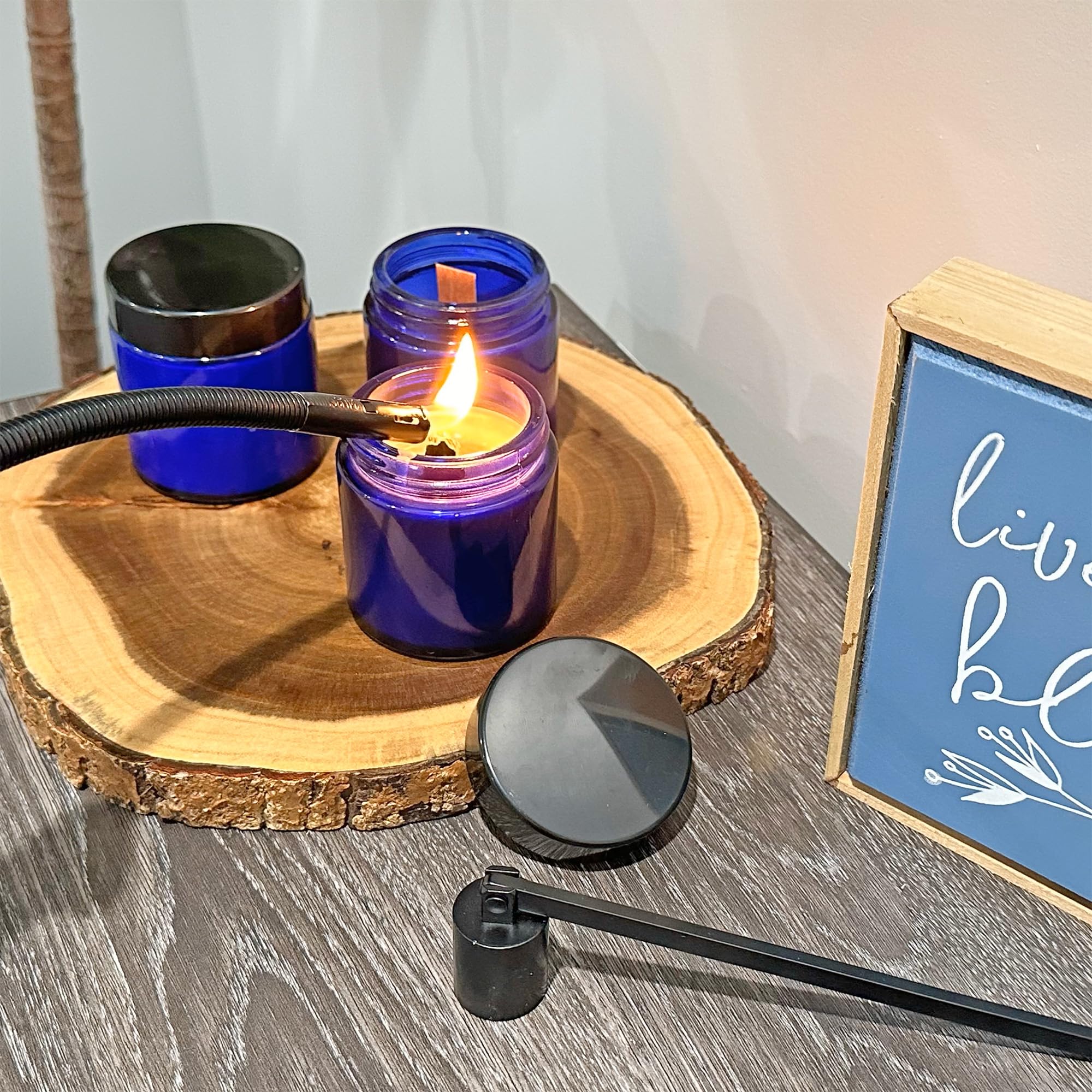 4-Ounce Cobalt Blue Glass Straight Sided Cosmetic Jars (12-Pack); 120 Ml. Capacity, Bpa-Free Lids