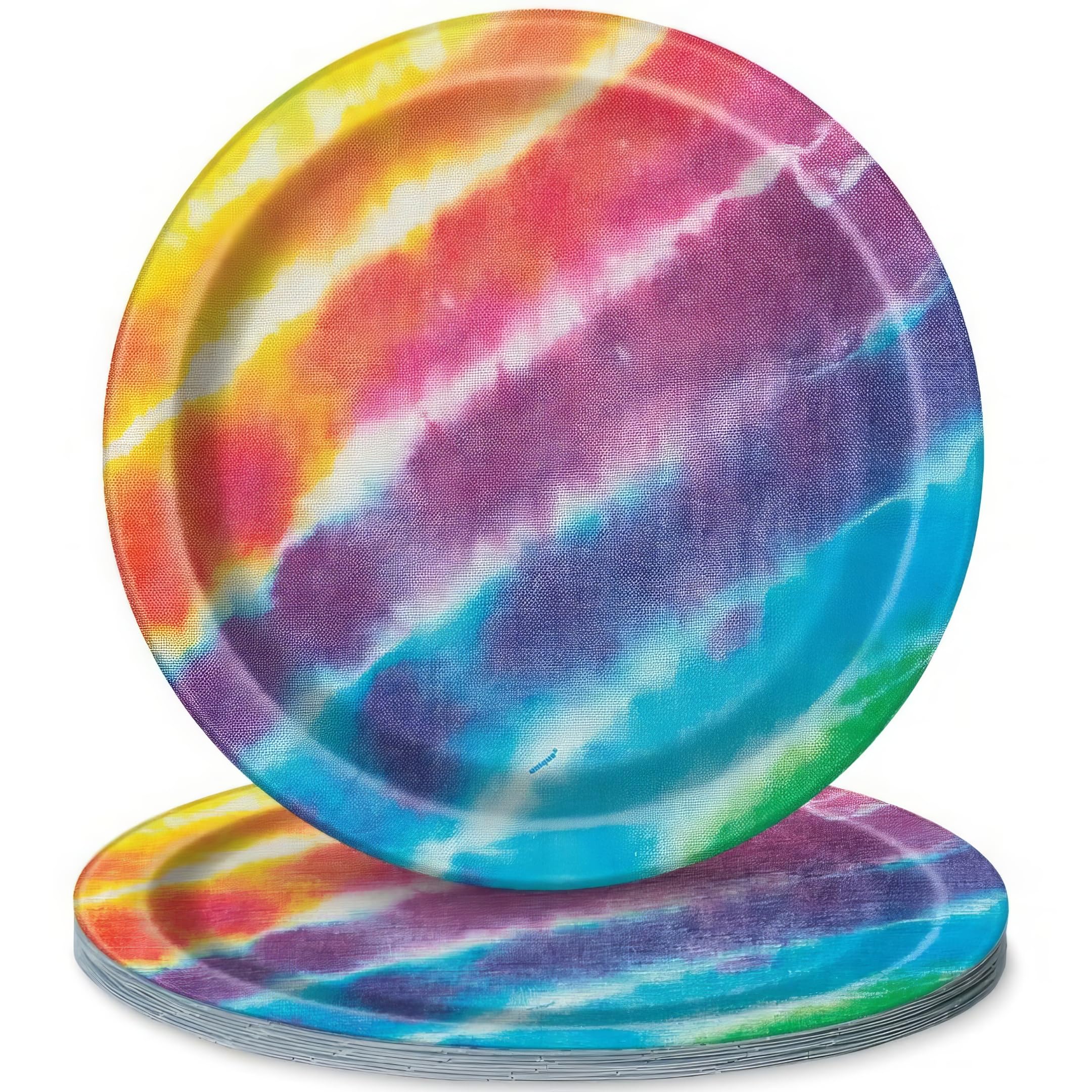 Multicolor Tie Dye Round Dessert Paper Plates ( 7'') - Pack Of 8 | Perfect For Parties, Events, & Special Occasions