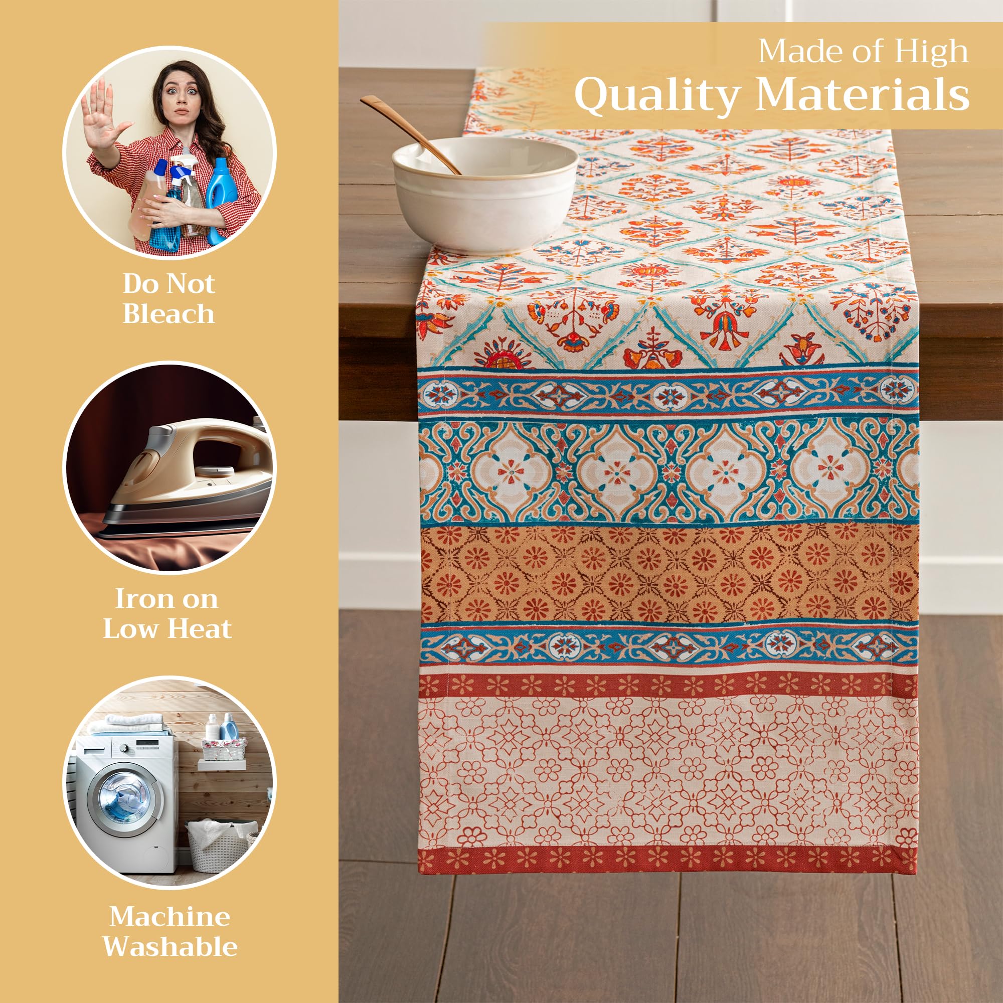 Maison d' Hermine Tablerunner 100% Cotton Table Runner Decorative Table Covers for Gifts  Dining  Home  Wedding  Banquet  Buffet  Romane (Single Layer) - Thanksgiving/Christmas(14.50''x72'')
