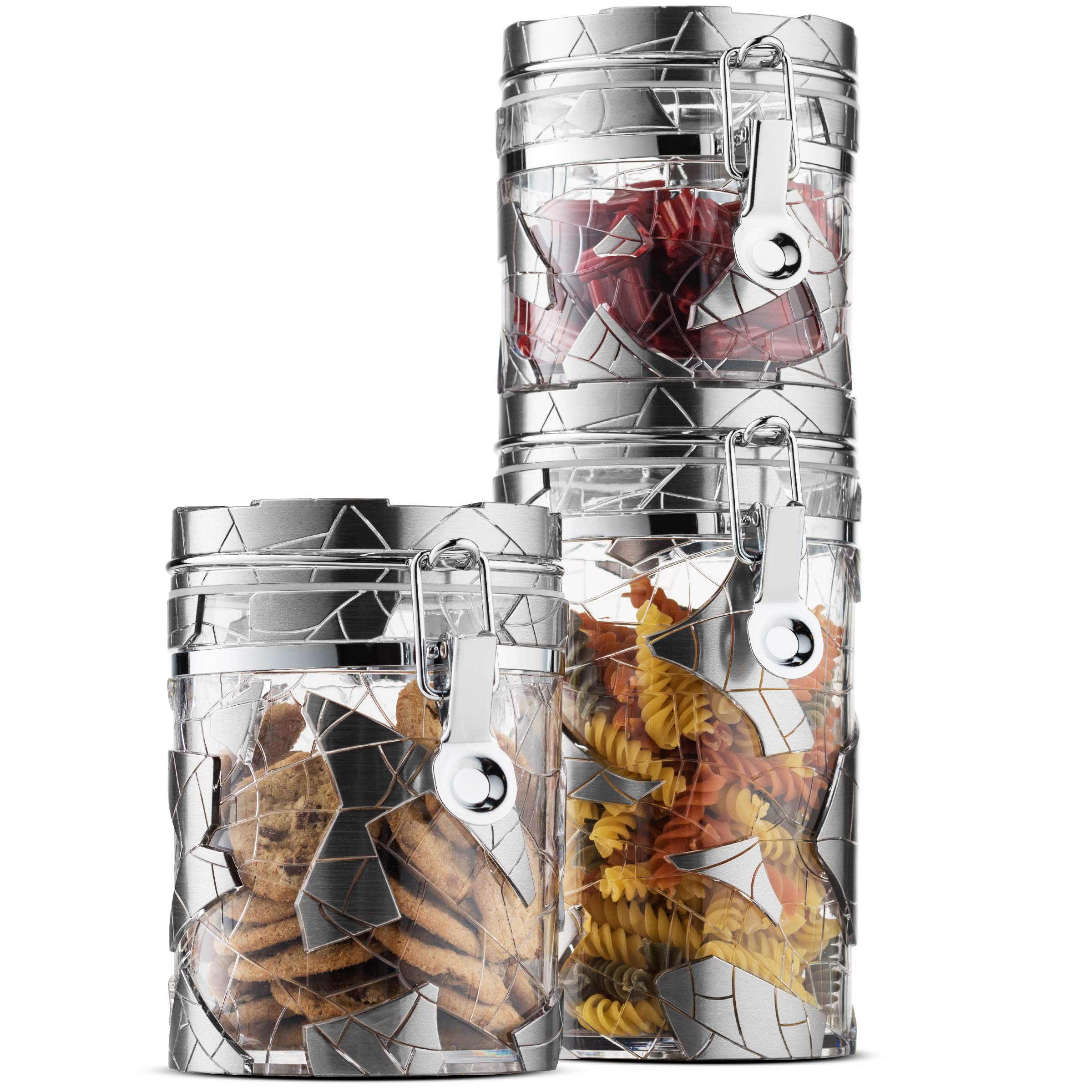 Airtight Kitchen Canister (Set Of 3) | Food Storage Containers In 32, 22, & 15 -Ounce Sizes | Pantry Organizers Neatly Hold Food