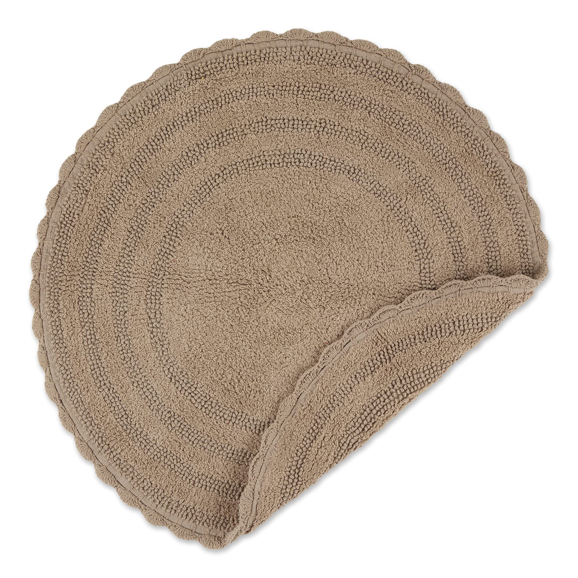 Dii Crochet Collection Reversible Bath Mat, Round, 27.5'' Diameter, Stone