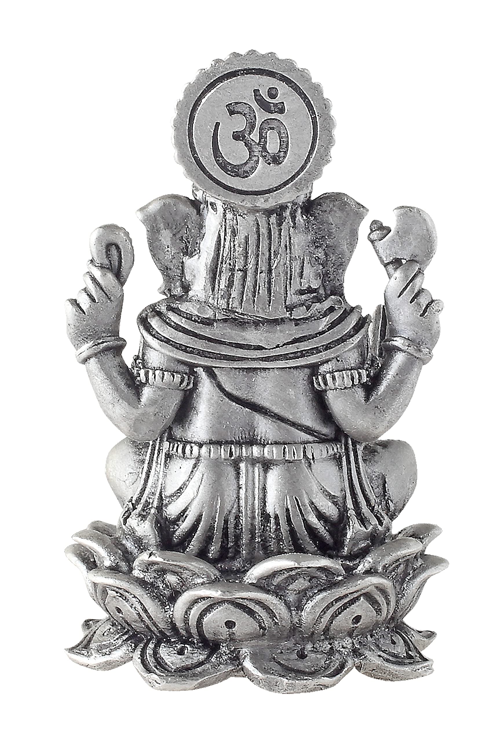 Prd Caratcafe Silver Ganesha Murti For Car,Home & Office Pure 925 Solid Chandi Metal Idol Of Ganesh Ji With Om Symbol Antique Lo