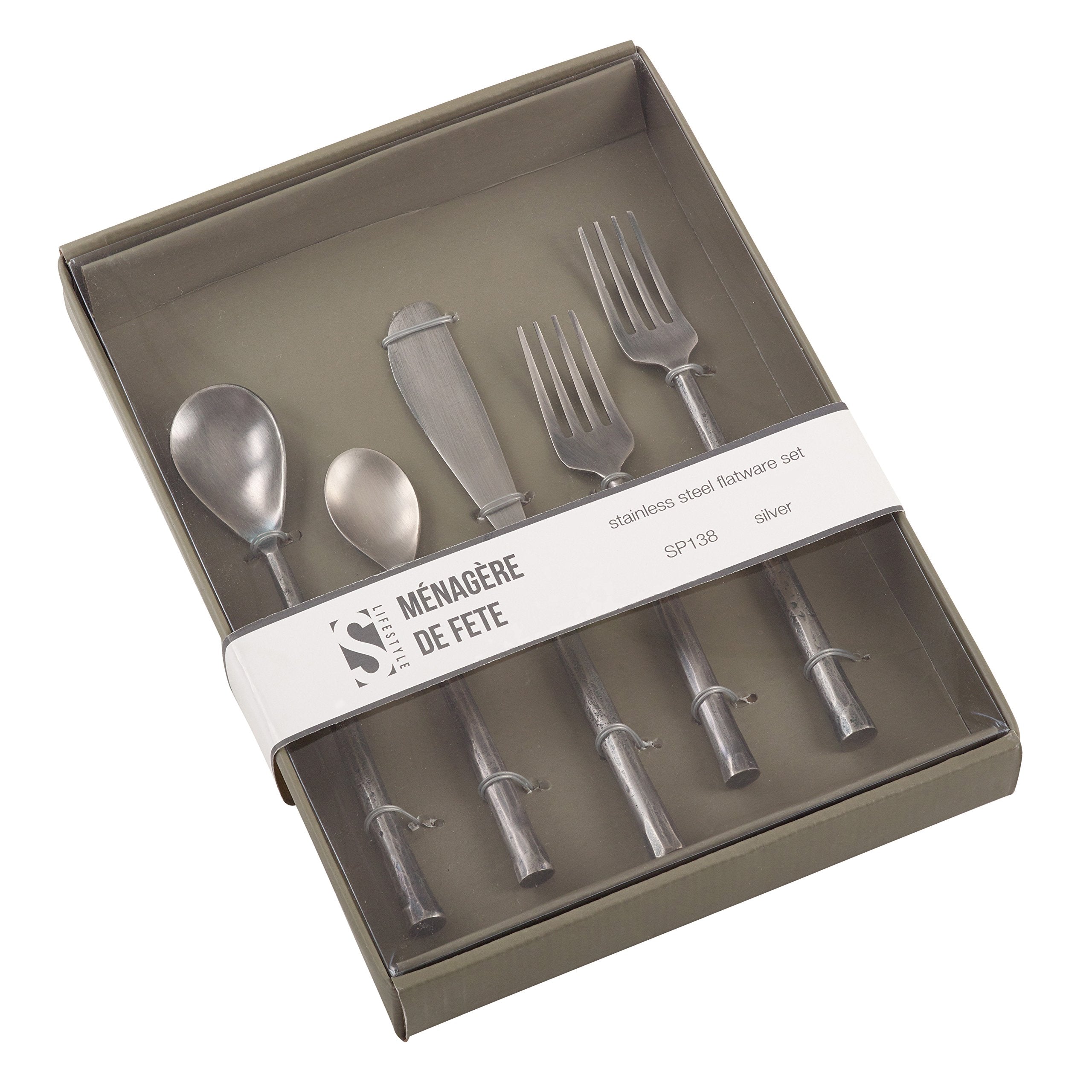 Saro Lifestyle Sp138.S Textured Design Stainless Steel Flatware - Set Of 5, Silver, 8.5'' X 12''
