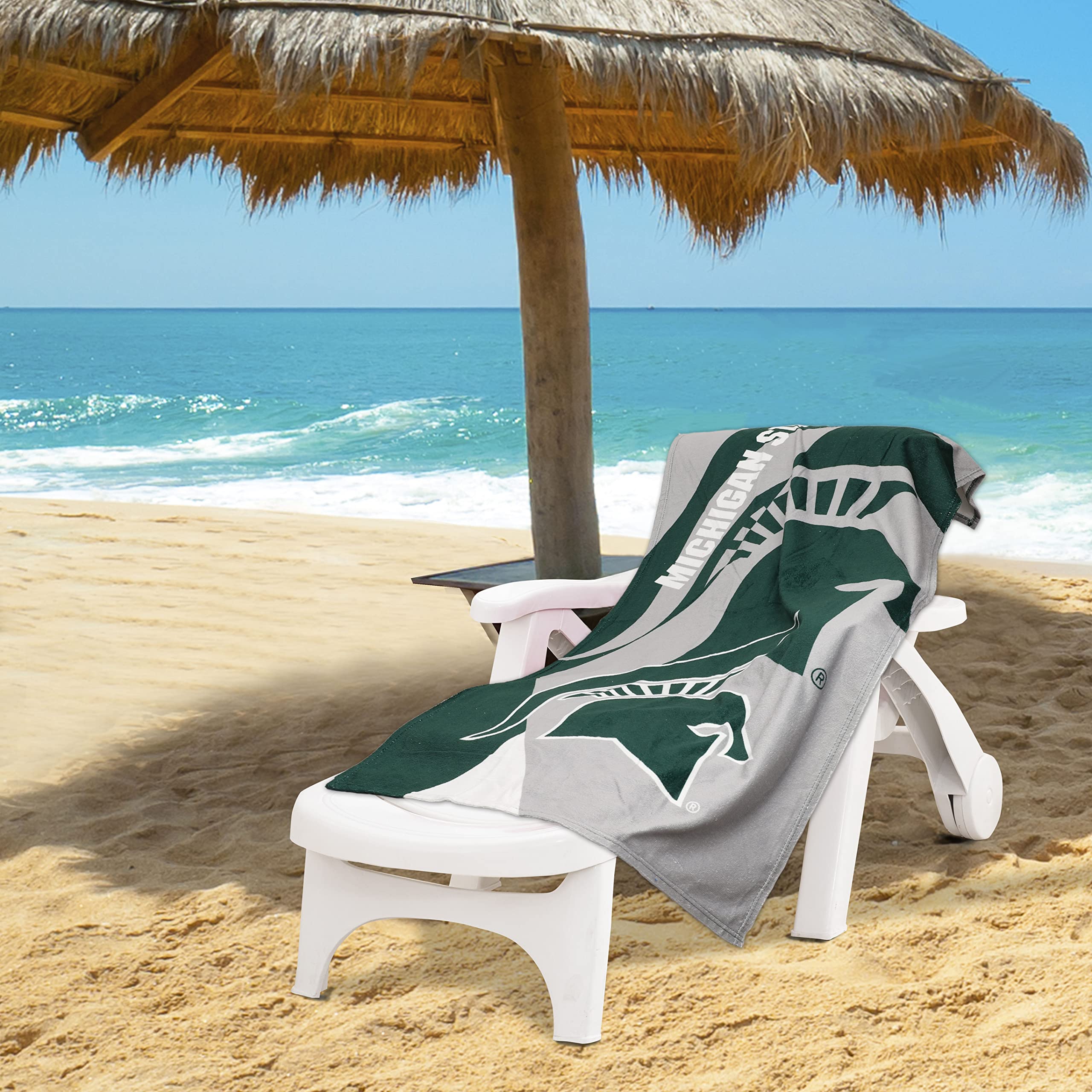 Northwest Michigan State Spartans 30 x 60 Inch Beach Towel, Puzzle Design