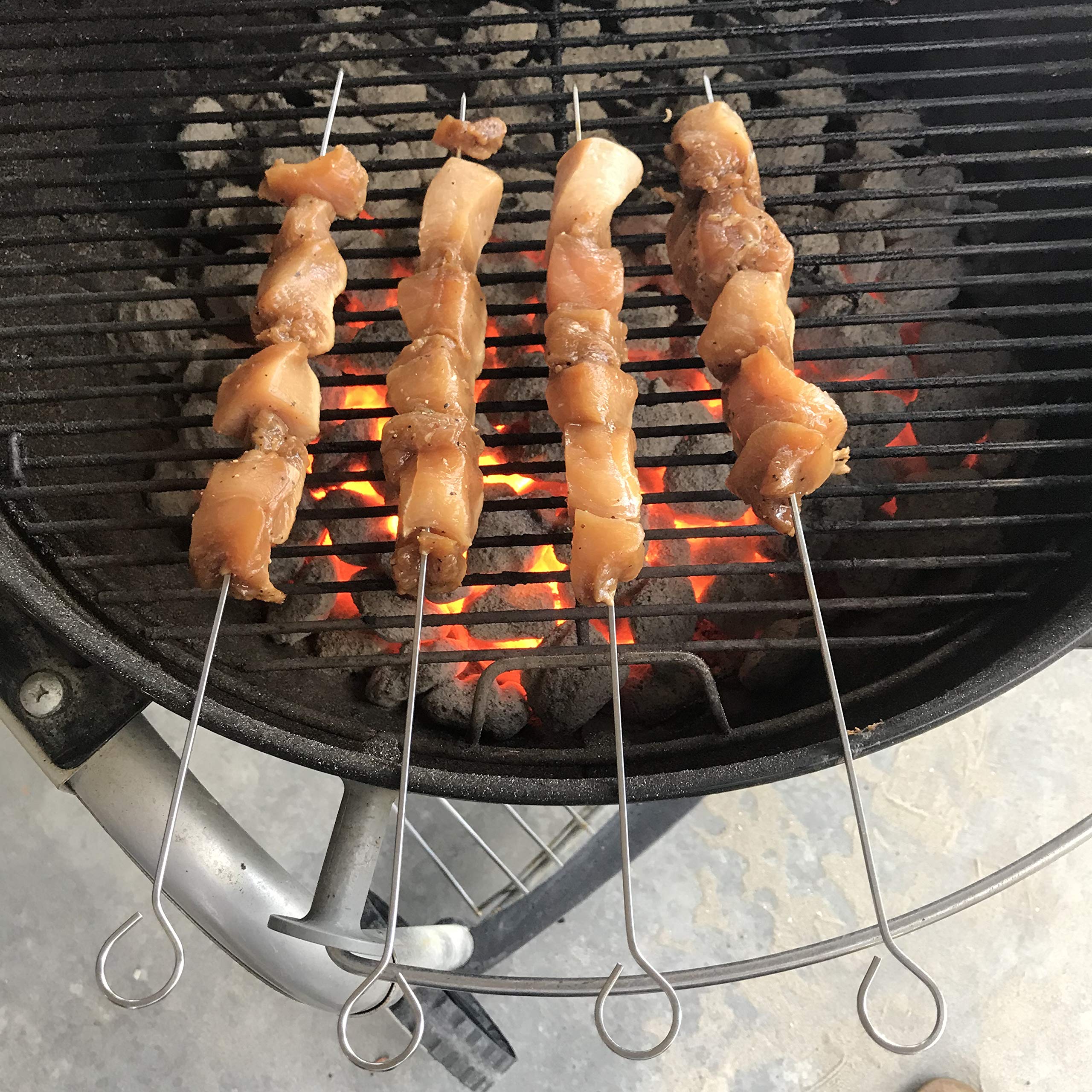 Grillers Choice 15" Stainless Steel Kabob Skewers, Set of 14, Metal Shish Kabob Skewers for Grilling