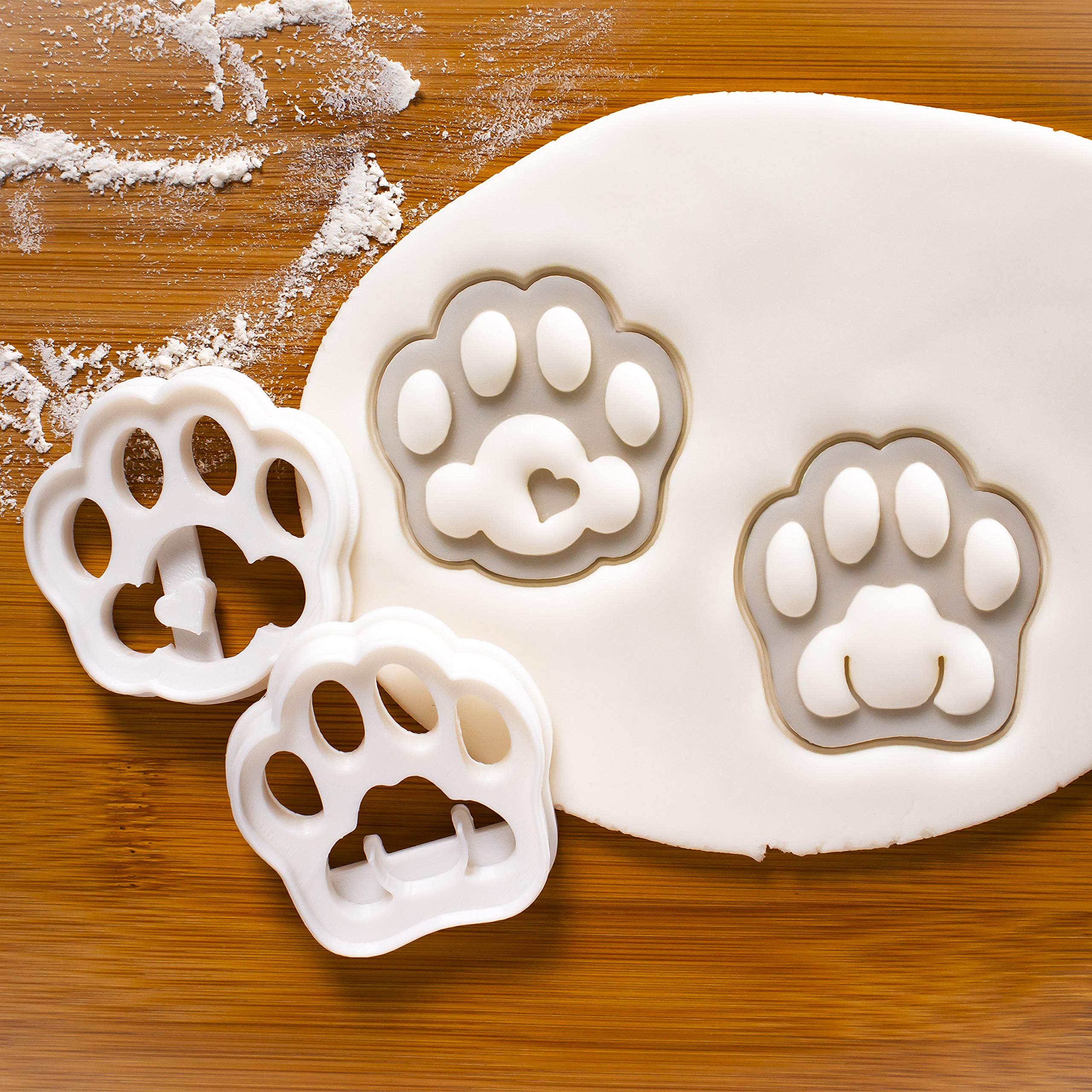 Set Of 2 Kitty Paw Cookie Cutters (Designs: Cute And Realistic), 2 Pieces - Bakerlogy