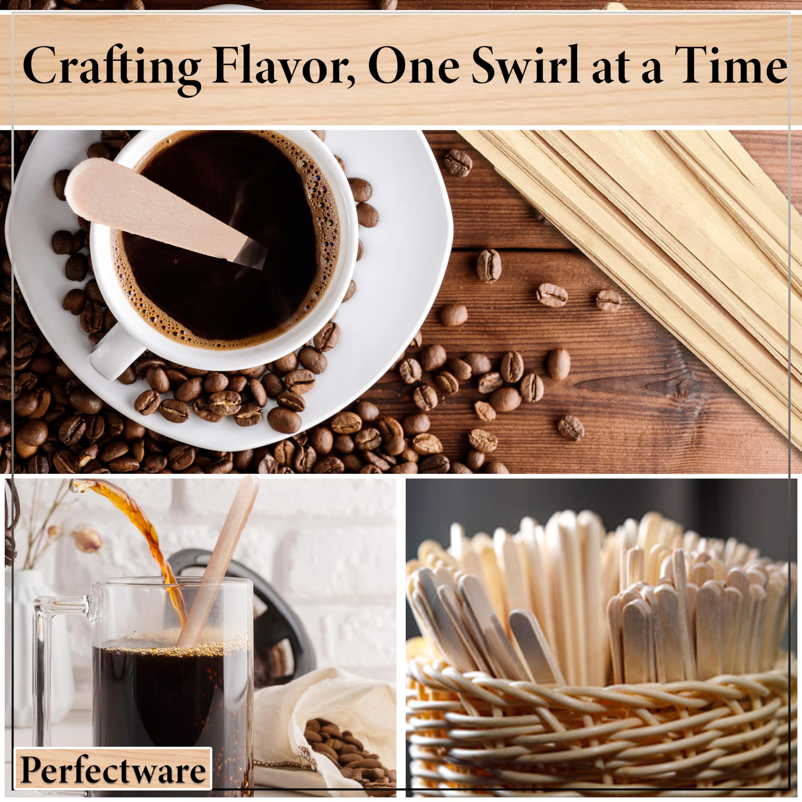 Perfectware ''7'''' Wooden Coffee Stirrer - Box Of 1,000Ct''