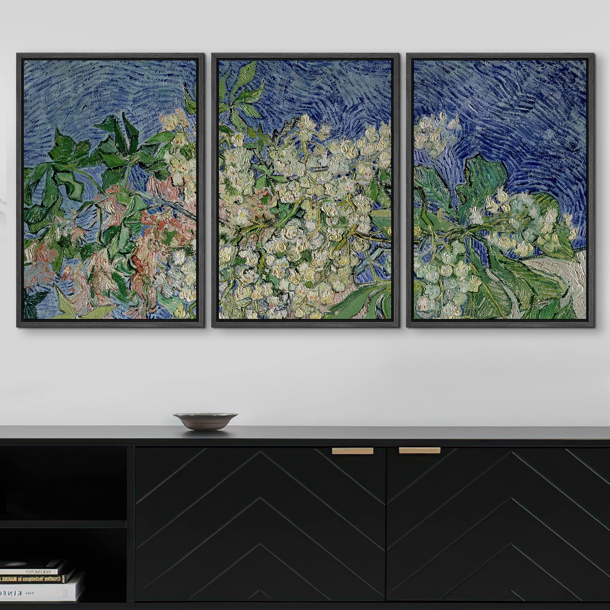 Wall26 Framed Canvas Print Wall Art Set Blooming Chestnut Tree Branches Vincent Van Gogh Classical Illustrations Fine Art Decora