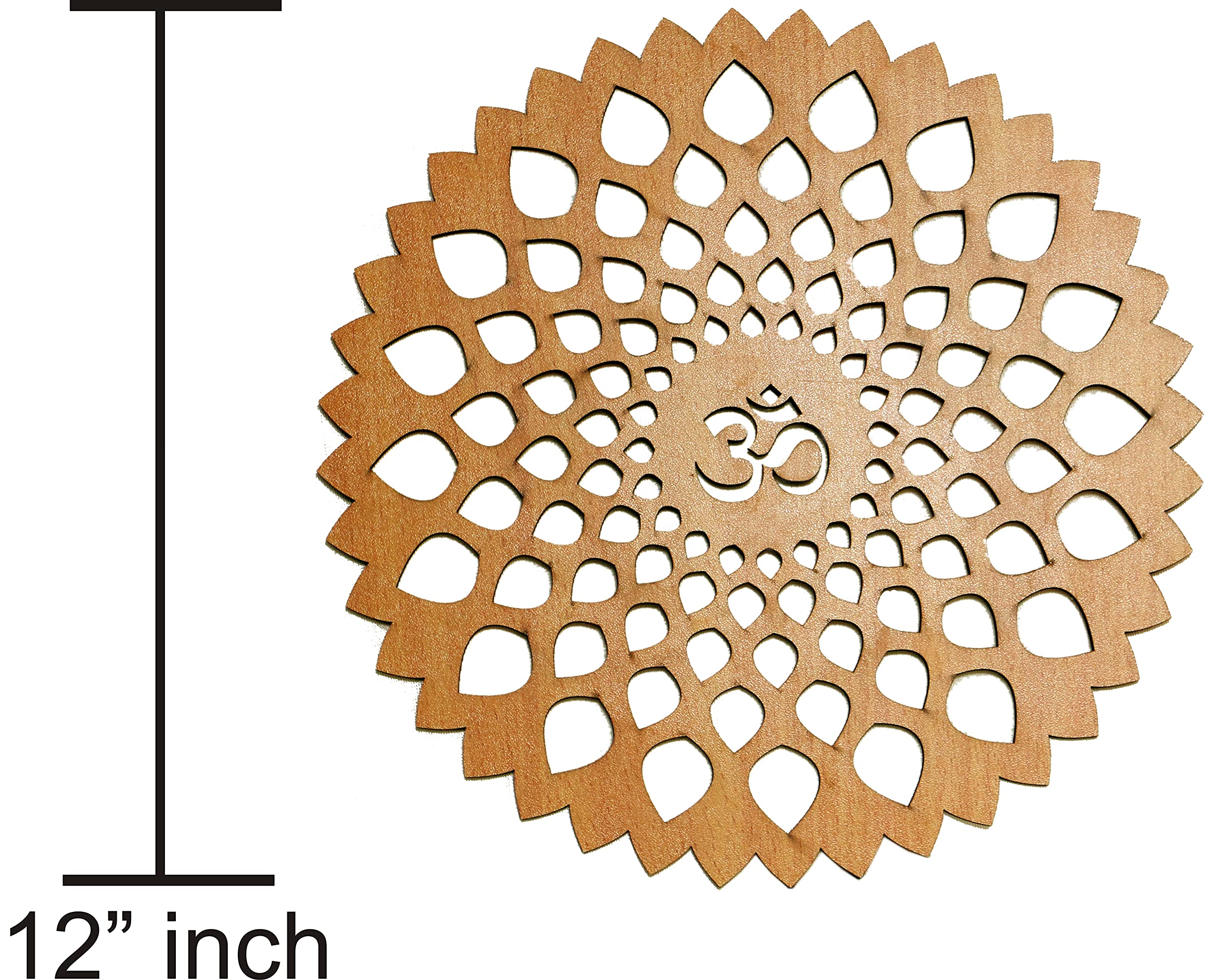 Ak Craft Beautiful Om Wooden Design Wall Hanging (Brown, 12X12 Inch)