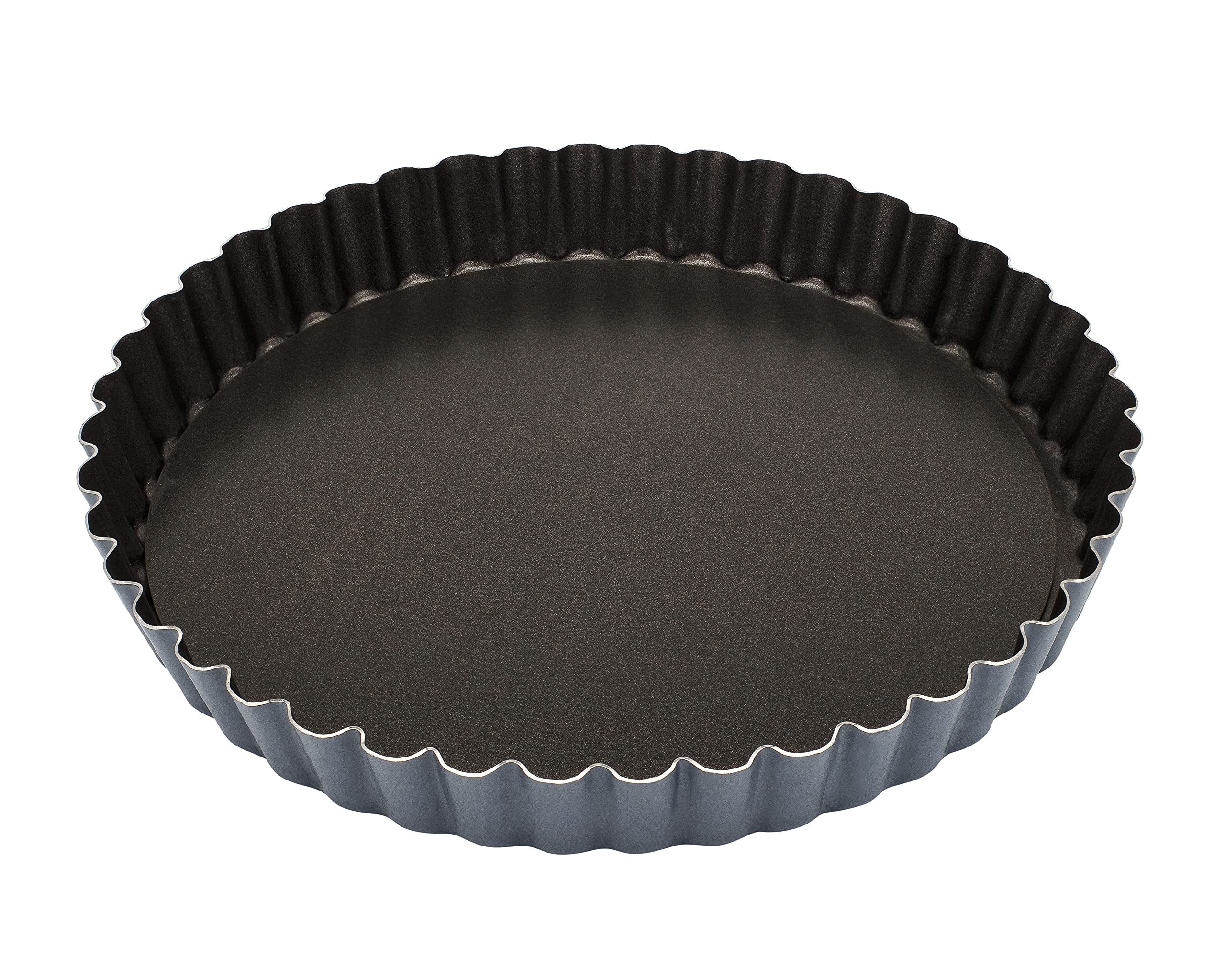 Matfer Bourgeat Exopan Fluted Tart And Quiche Pan With Removable Bottom, 9 1/2'' Diameter, Dark Gray