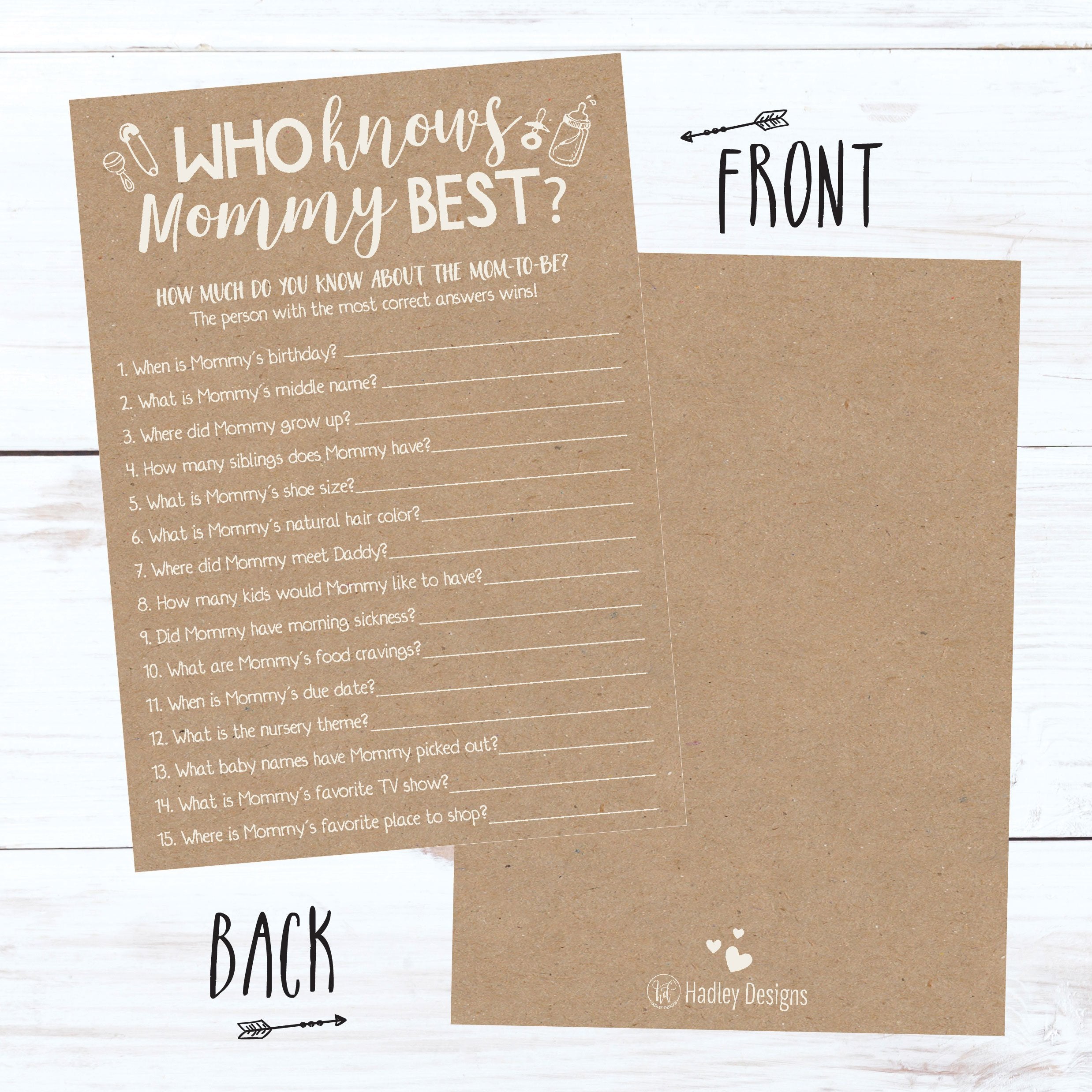 Hadley Designs 25 Rustic Kraft Baby Shower Games Ideas Fun Party Activities Who Knows Mommy Best Gender Neutral Reveal New Paren
