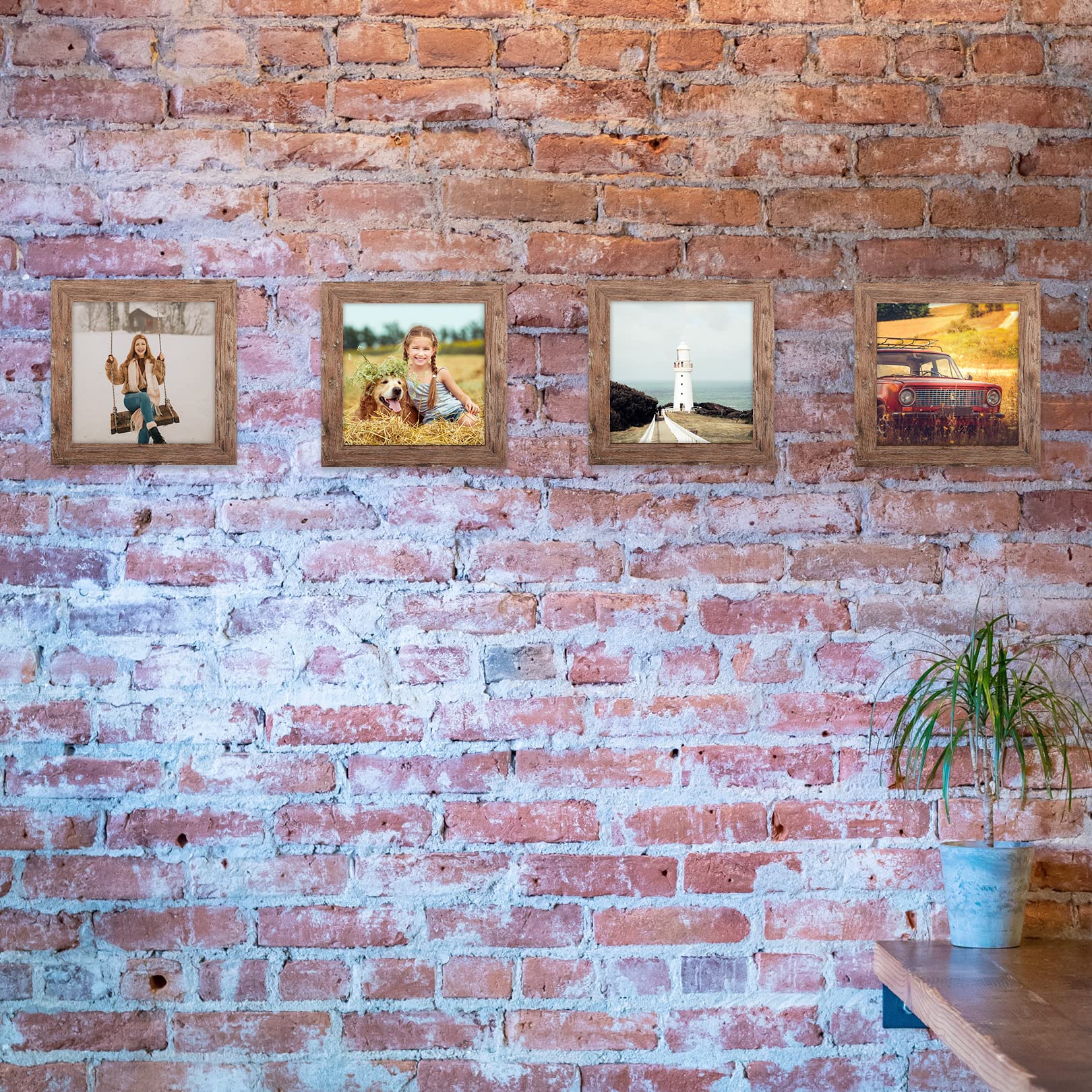 TOFOREVO 5x5 Picture Frames Set of 6 Rustic Wood Grain Photo Frame for Gallery Wall Mounting or Tabletop Display