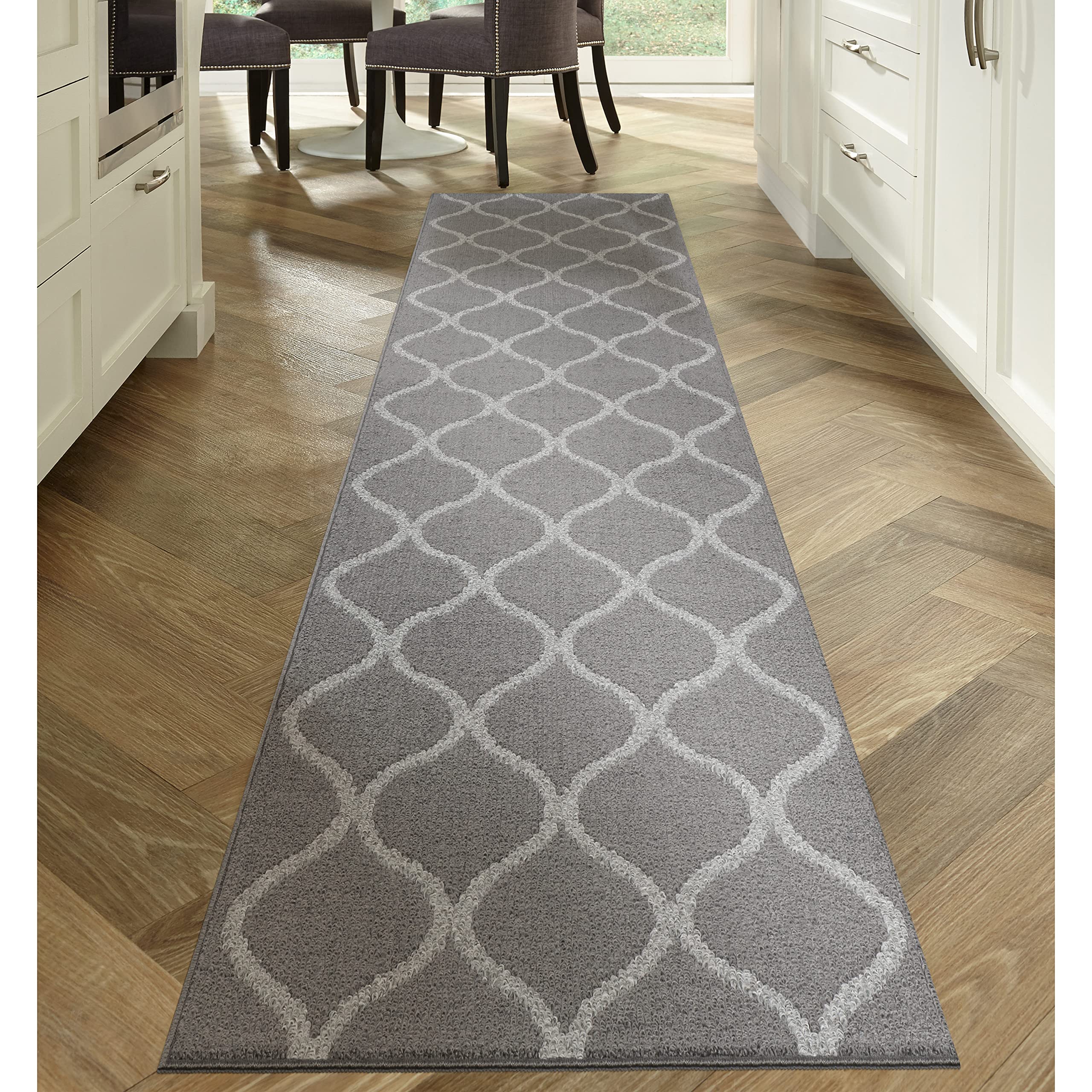 Maples Rugs Rebecca Contemporary Runner Rug Non Slip Hallway Entry Carpet [Made in USA], 26 x 10, True Grey