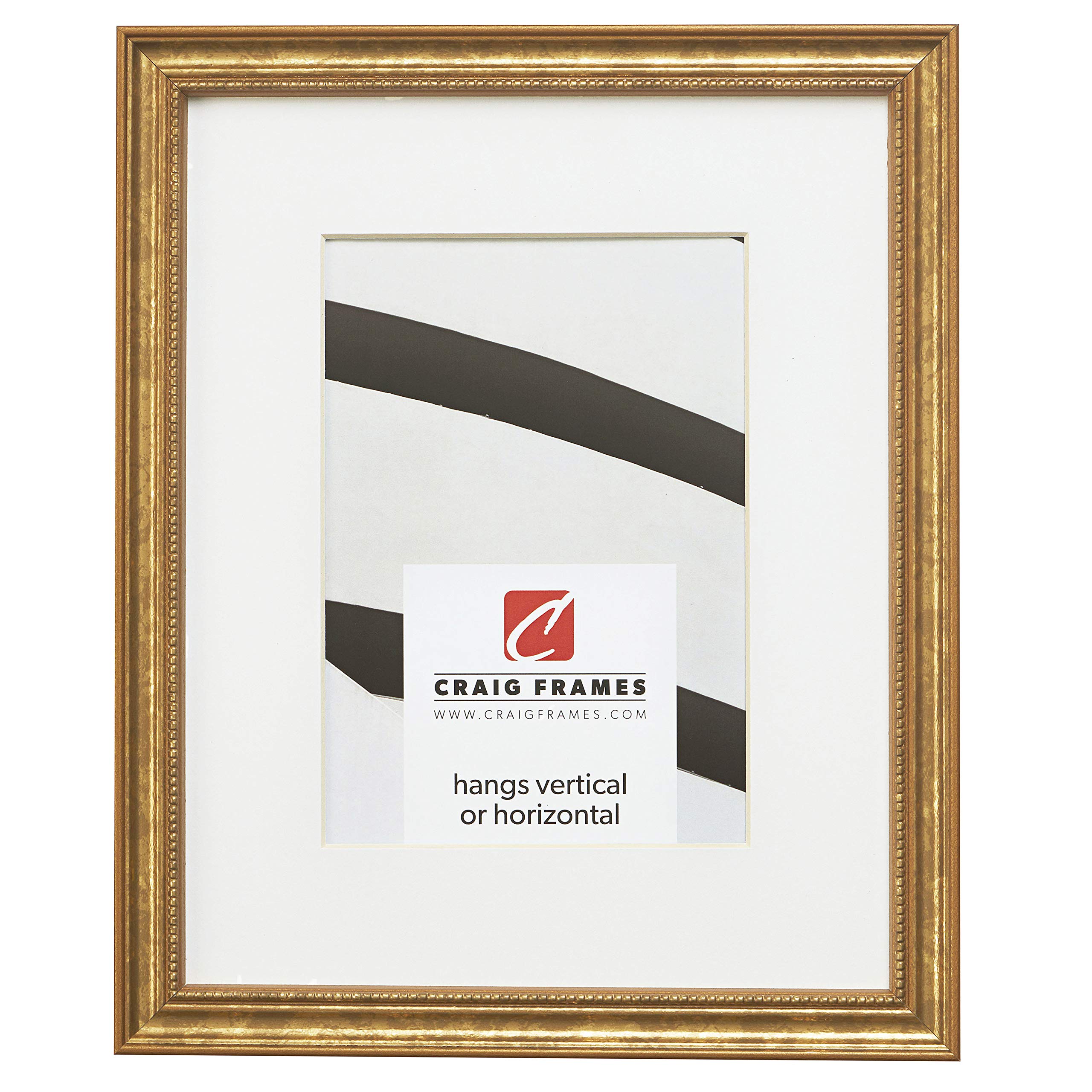 Craig Frames 314GD 8 x 10 Inch Ornate Gold Picture Frame Matted to Display a 5 x 7 Inch Photo