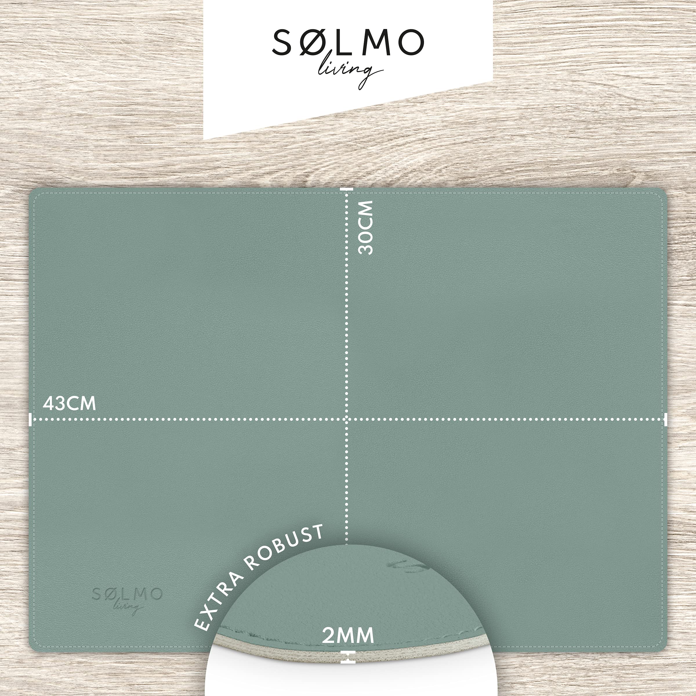 slmo I Designer Place Mat Made of PU Leather  44 x 32 cm  Heat-Resistant  Two-Tone  Wipe-Clean  Leather Place Mat  Children's Placemat  Blue (SkyBlue/Silver)