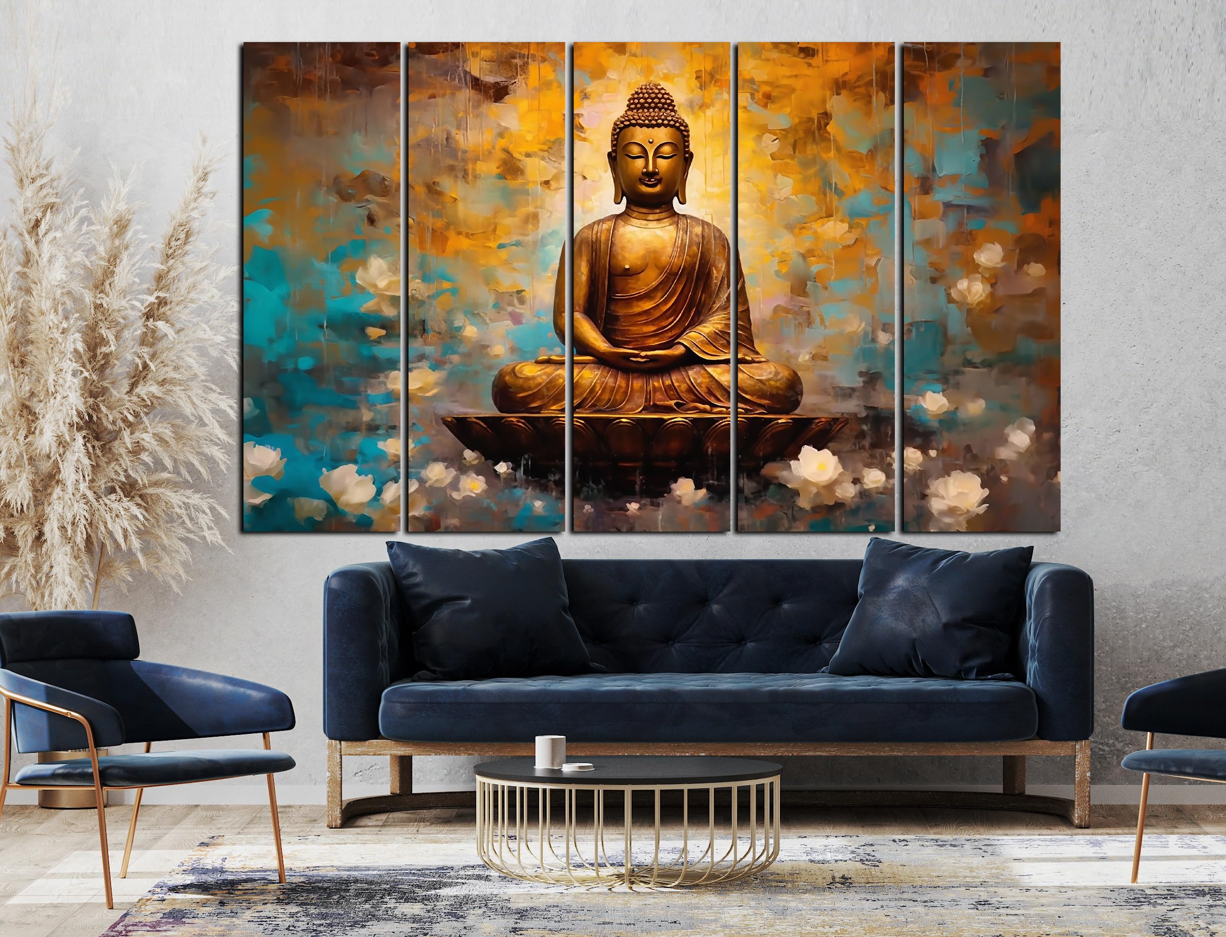 Cn Retails Abstract Budha Painting With Frame Big Size(48X30) Wall Art For Living Room,Bedroom,Drawing Room,Hotels-Wooden Framed