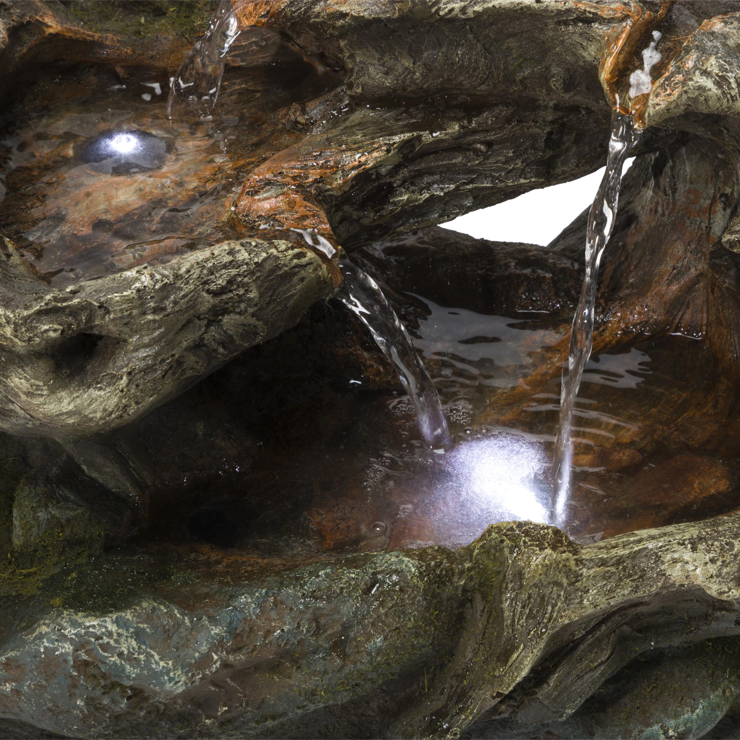 Alpine Corporation WIN1334 10 Tall Tabletop 3-Tier Waterfall Rock Fountain with LED Lights, Indoor Decorative Water Feature for