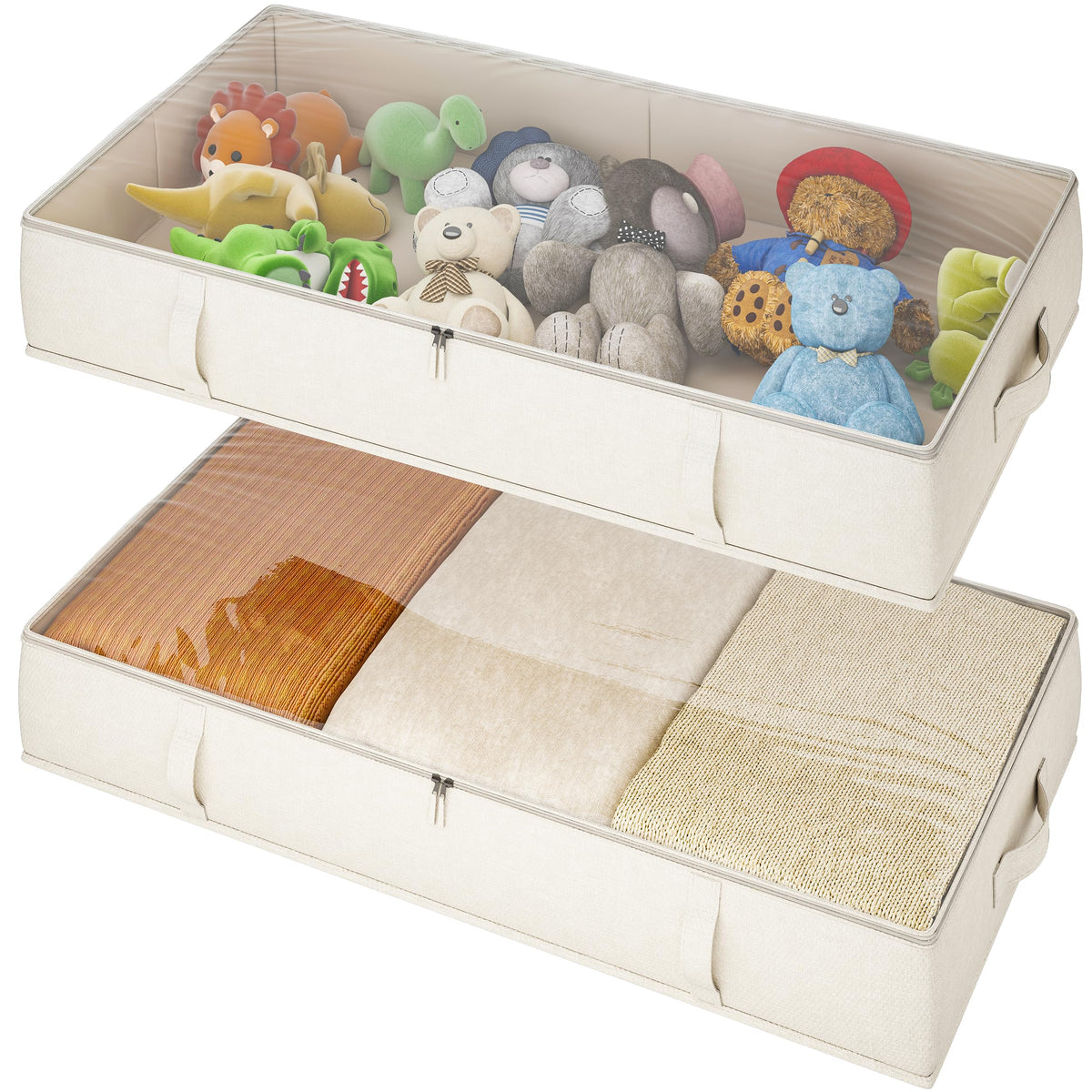 Vailando Under Bed Storage Containers, Underbed Storage Bins with 6 Inches Tall, Clothes Storage Box with Sturdy Handles and Sid