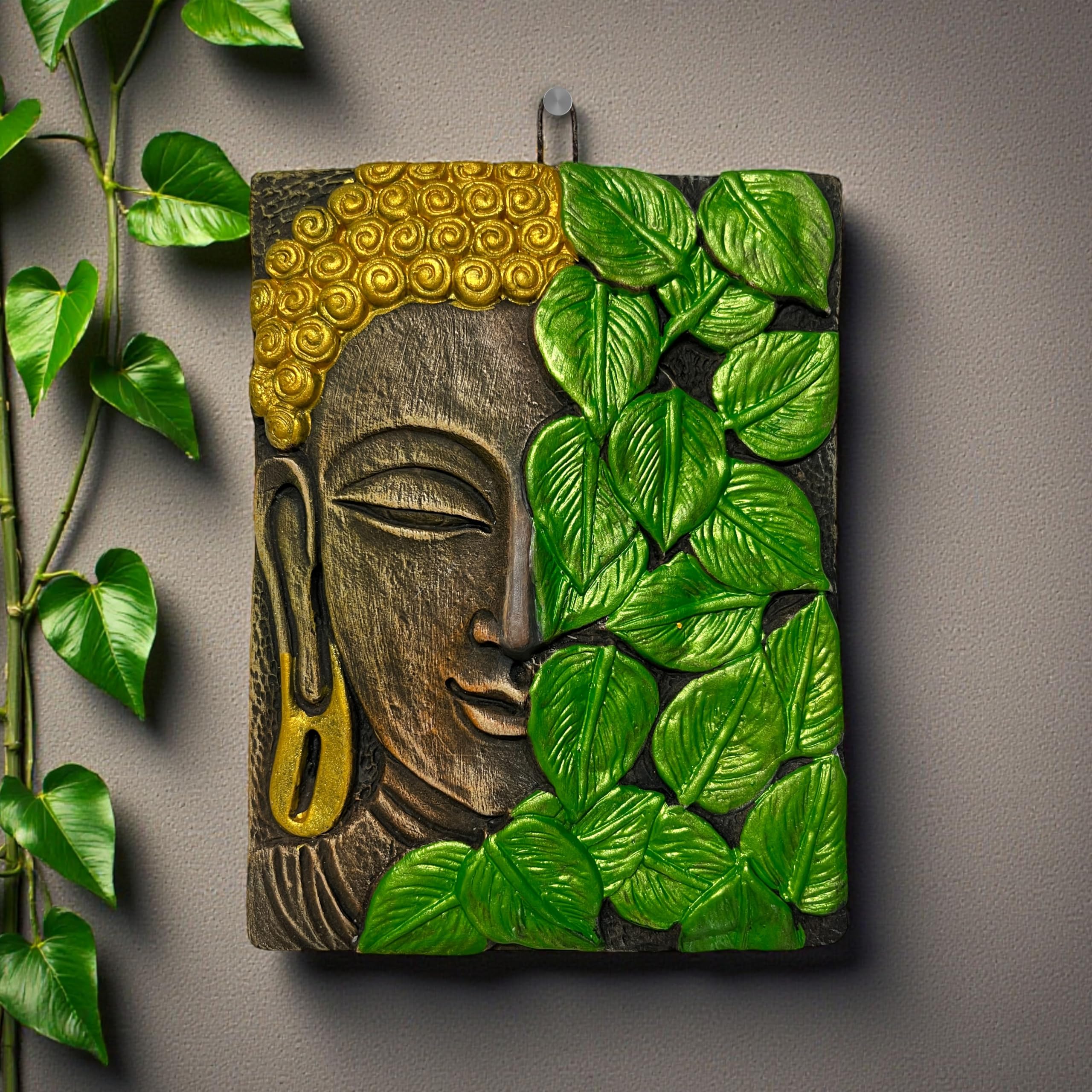 Sajawa Buddha Face -Terracotta-Clay-Mitti-Idol-Murti-Figurine-Painting For Temple-Mandir-Home Decor-Living Room-Office Decoratio