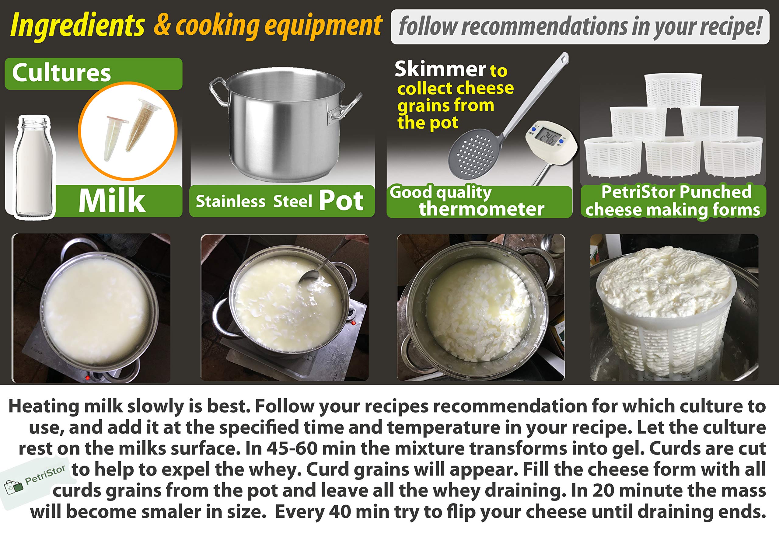 6 Pcs Soft Cheese Mold For Cheese Making 1.25Qt - Small Cheese Mold - Homemade Cheese Making Supplies - Cream Cheese Form Mold -