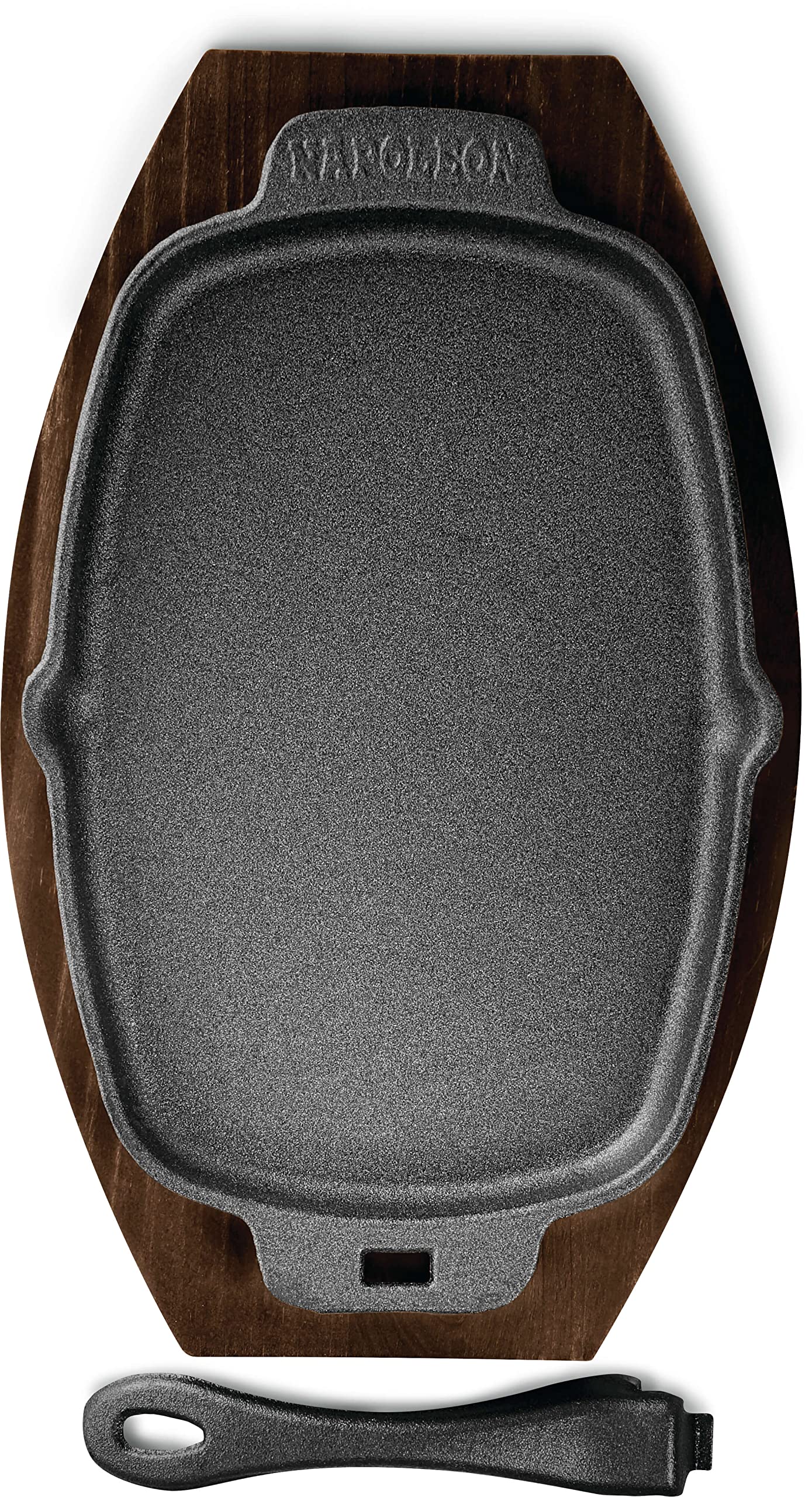 Napoleon Bbq Grill Accessory - Cast Iron Sizzle Platter - 56008 - Wooden Platter For Serving, Use On Side Burner, Use In Oven, U