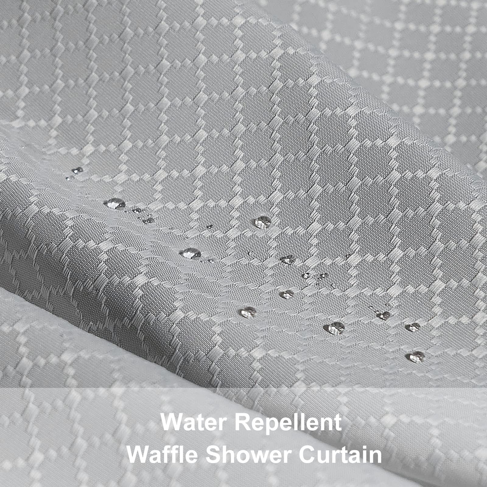 Beneyhome Extra Long White Shower Curtain 80 Inches Tall  180GSM Heavy Duty Washable Waffle Polyester Fabric Bathroom Curtains with Hooks  Hotel Luxury Spa  Wrinkle Free  Water-Repellent 72x80 Length