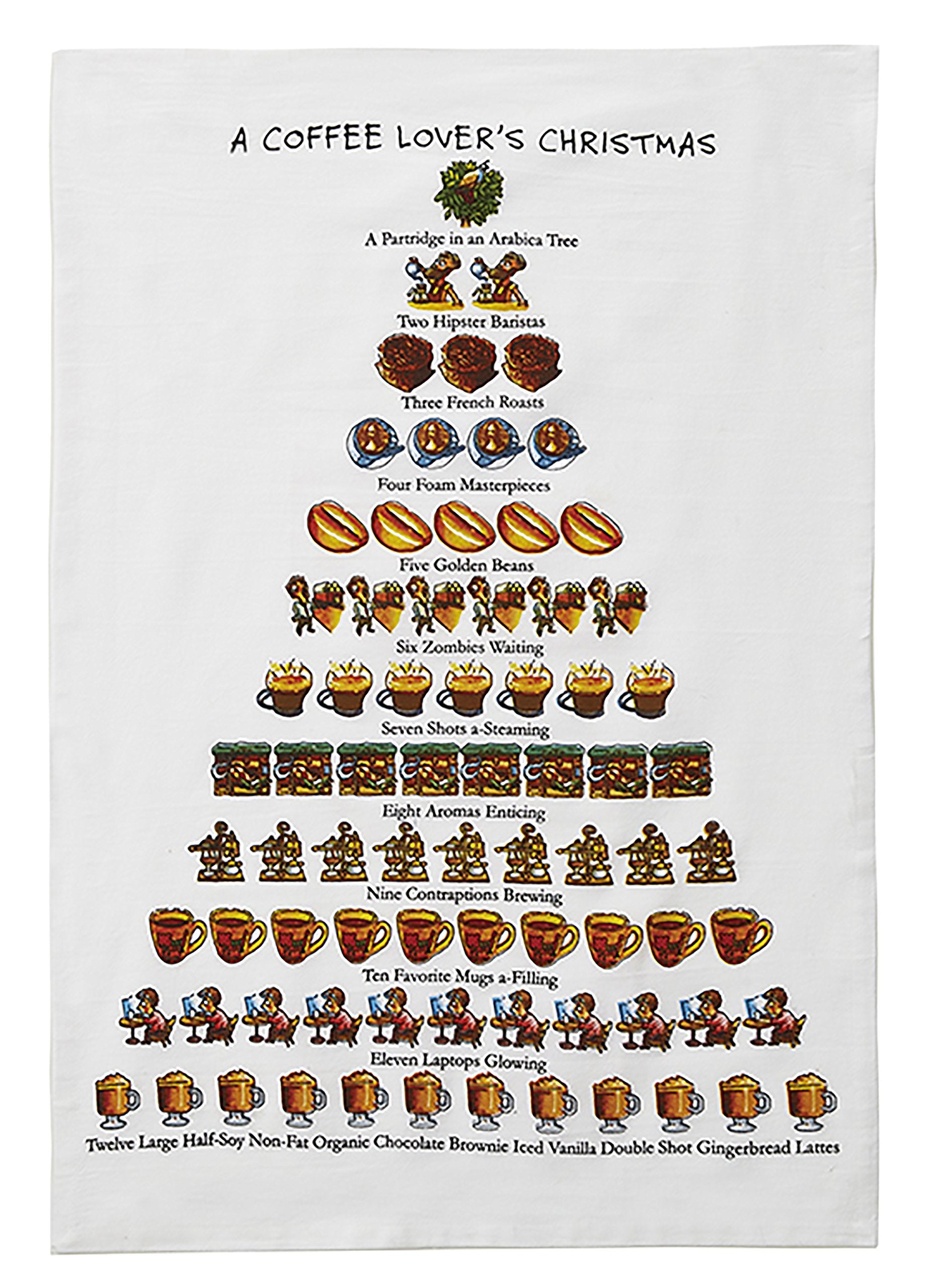 Mistletoe & Co. A Coffee Lovers Christmas 100% Cotton Kitchen Tea Towel, 18 x 26